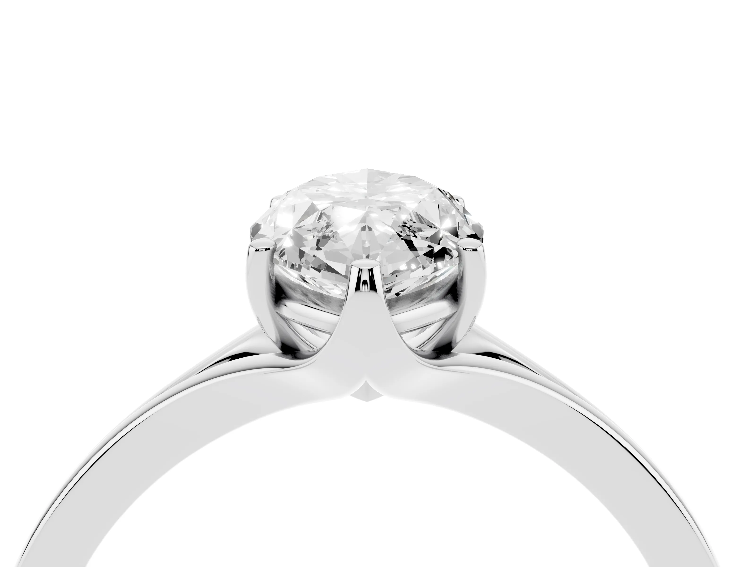Marquise Cut Diamond Solitaire Ring Set in Platinum with Polished Tapered Band and Prong Setting