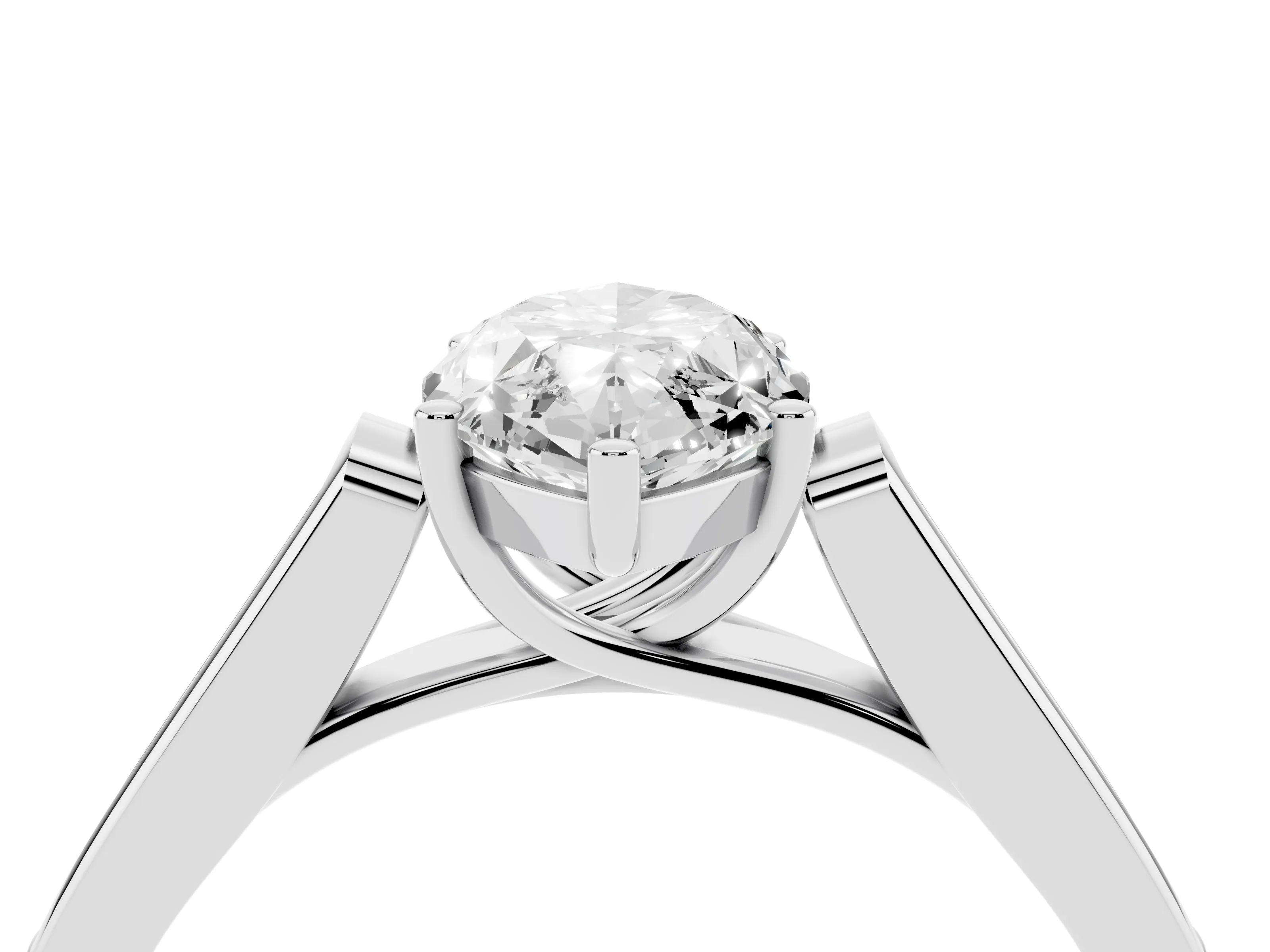 Marquise Cut Diamond Solitaire Cathedral Engagement Ring Set in White gold with Channel-Set Band and Prong Setting