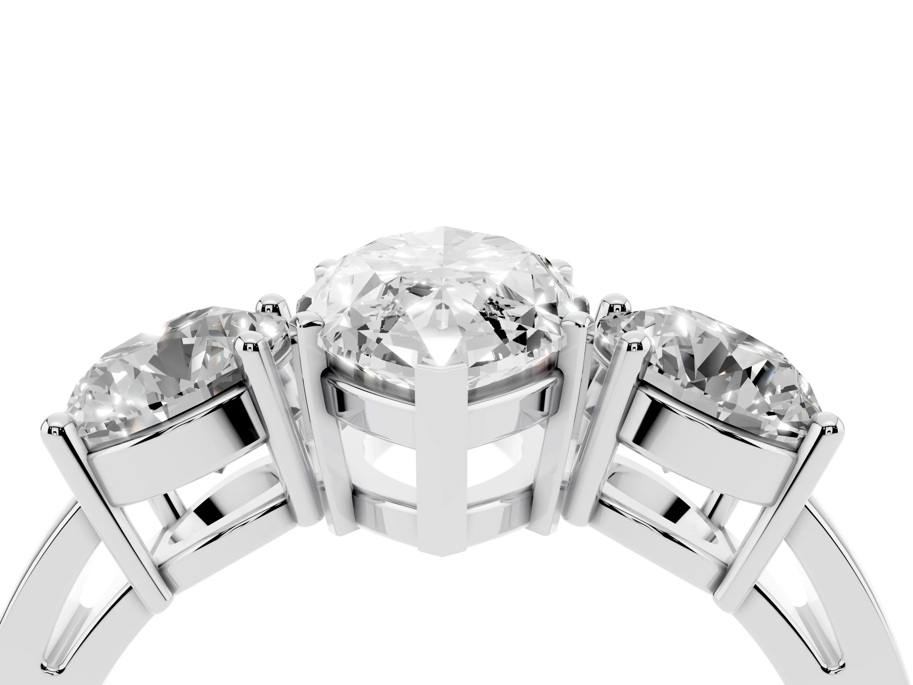 Marquise Cut Diamond Three-Stone Ring Set in Platinum with Round Side Stones and Classic Band