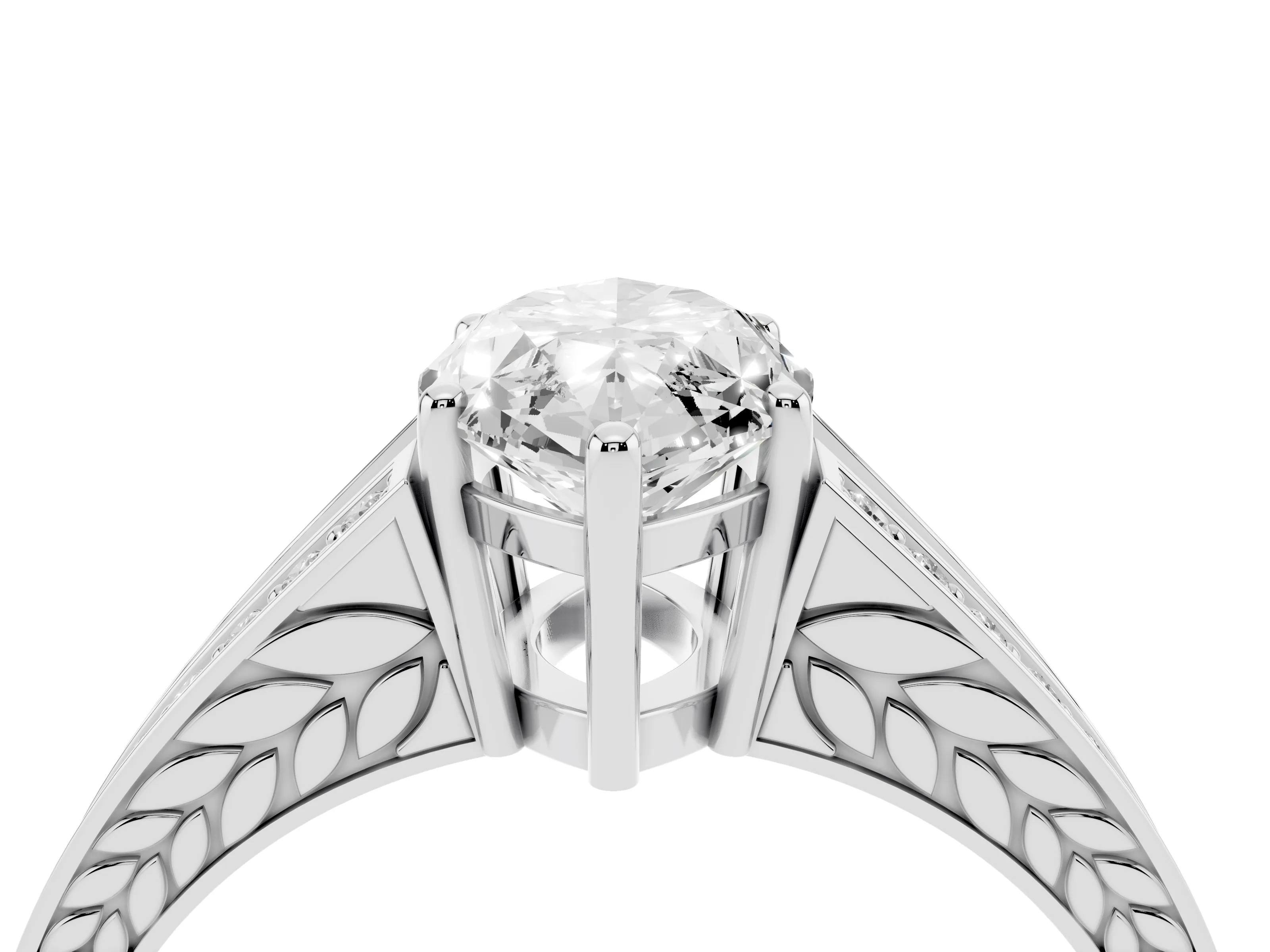 Marquise Cut Diamond Split Shank Ring Set in Platinum with Pavé Band and Prong Setting