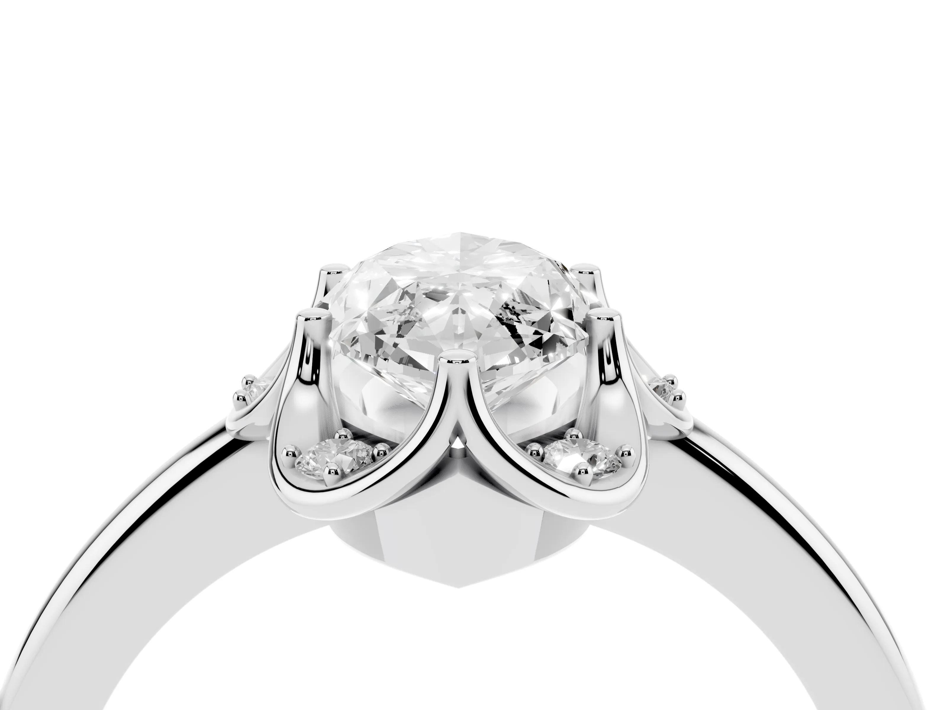 Marquise Cut Diamond Round Cluster Halo Ring Set in Silver with Solitaire Band and Prong Setting