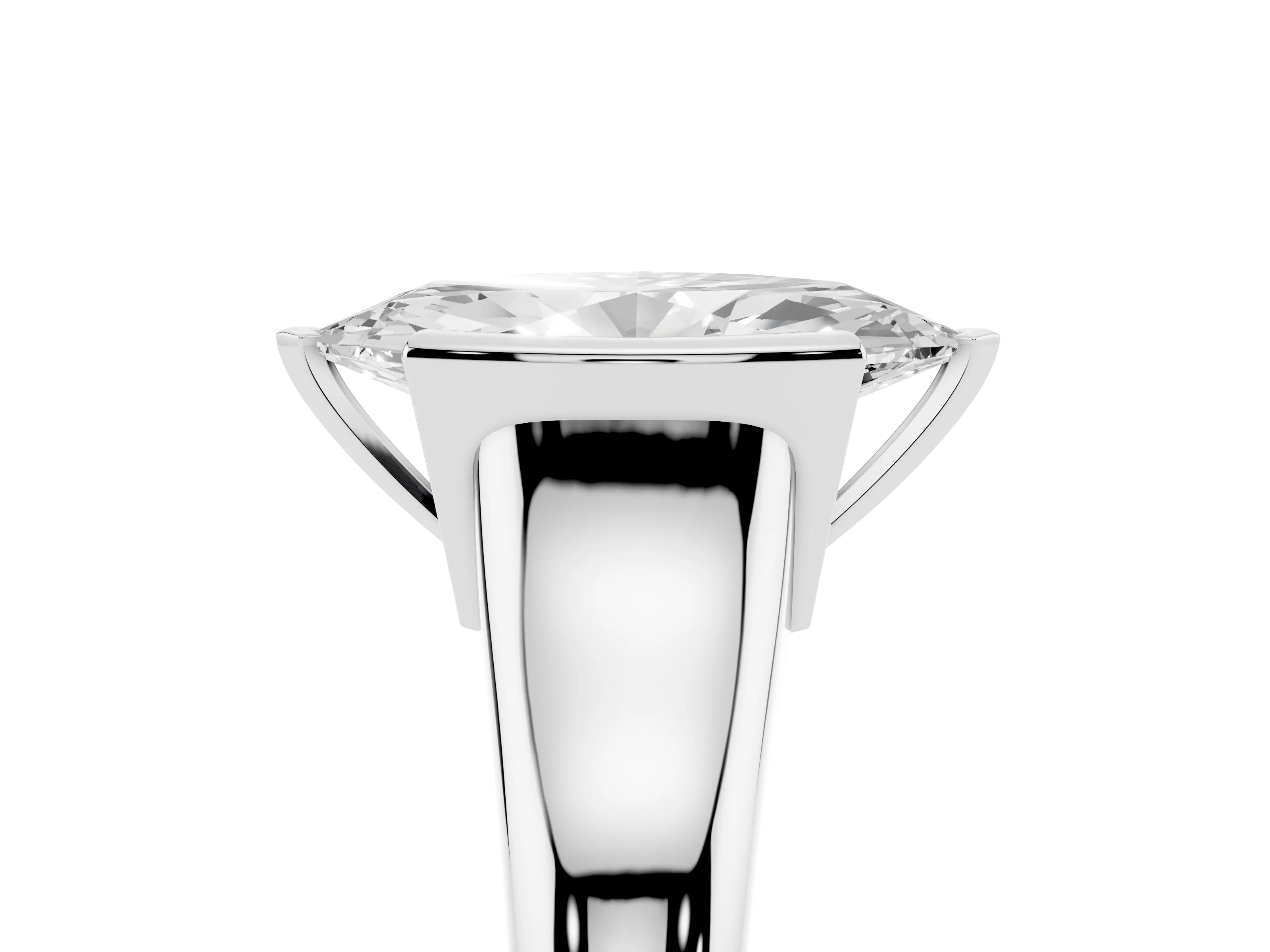 Marquise Cut Diamond Solitaire Tension Set Ring Set in White gold with Split Shank Band