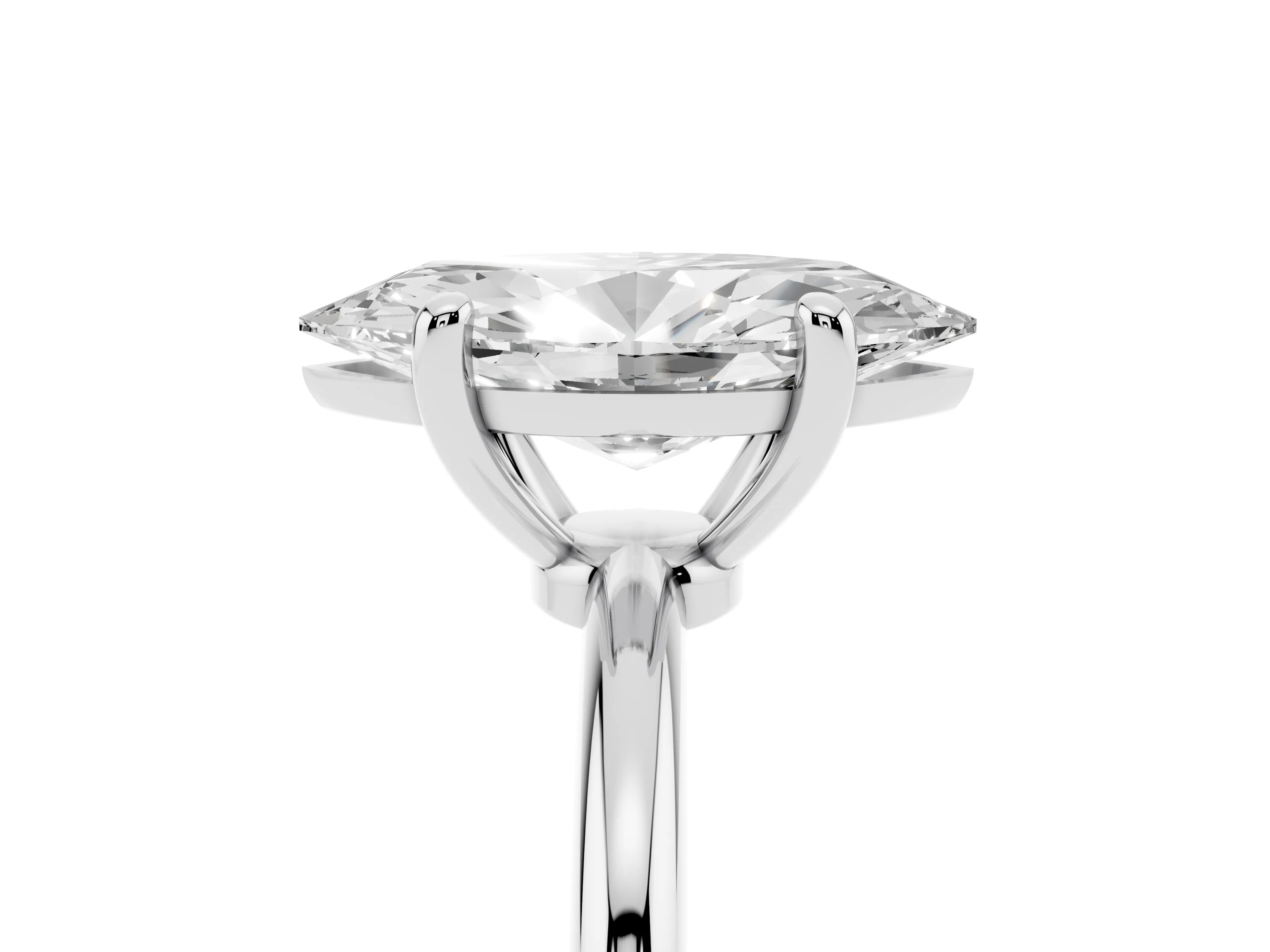 Marquise Cut Diamond Solitaire Ring Set in Silver with Secure Prong Setting on a Classic Band