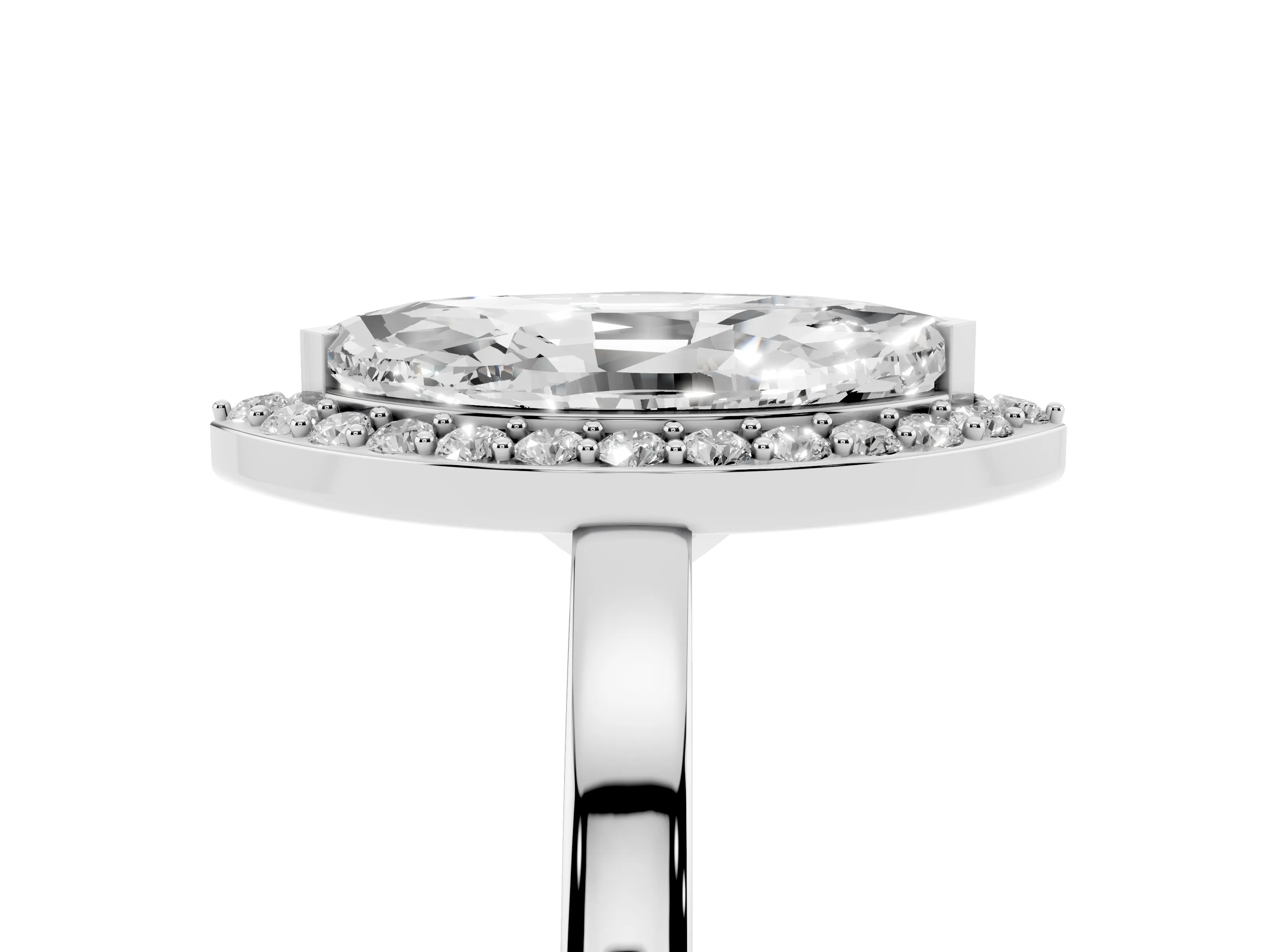 Marquise Cut Diamond Halo Ring Set in Platinum with Solitaire Band and Prong Setting