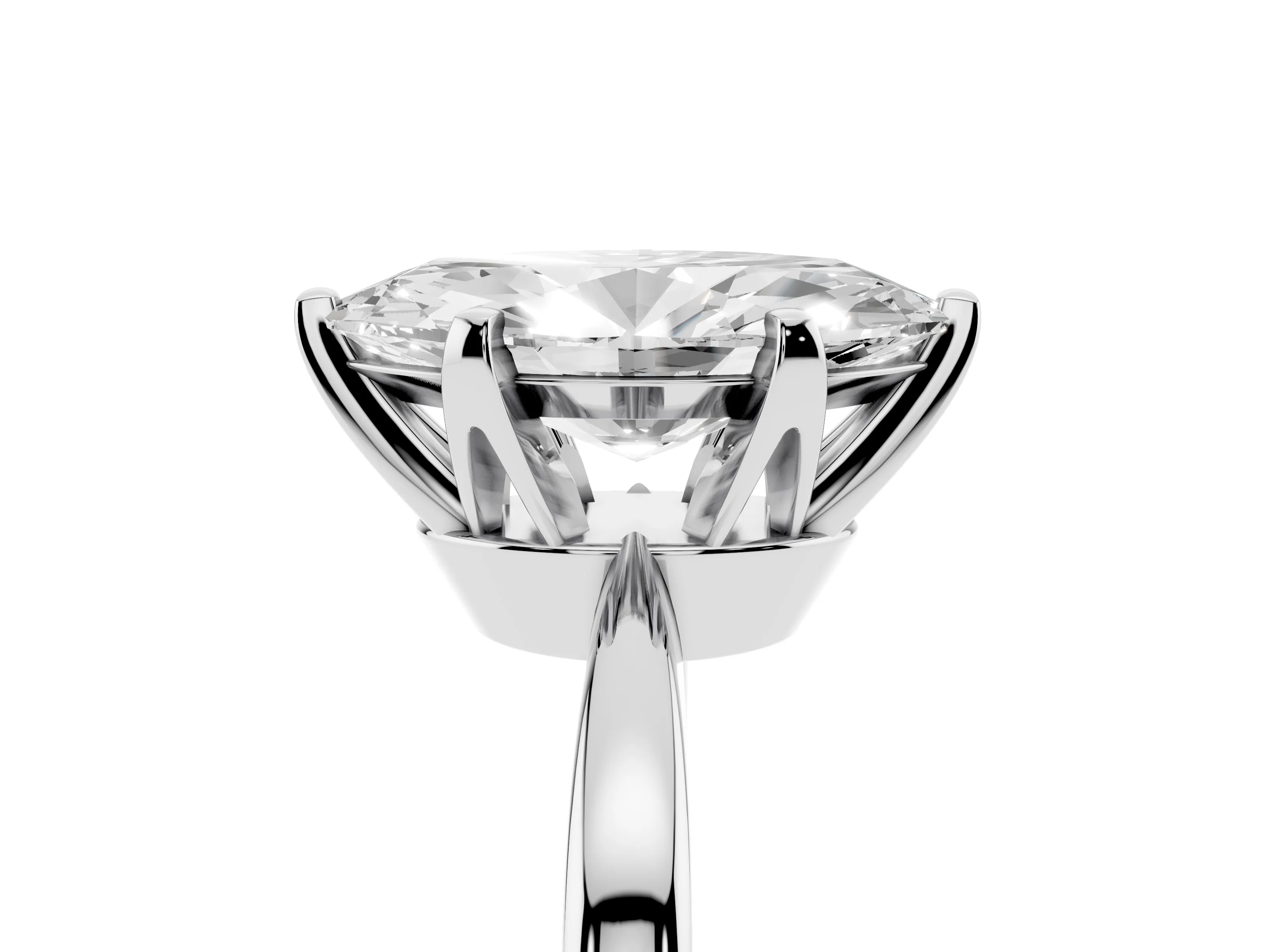 Marquise Cut Diamond Solitaire Engagement Ring Set in White gold with Slim Tapered Solitaire Band