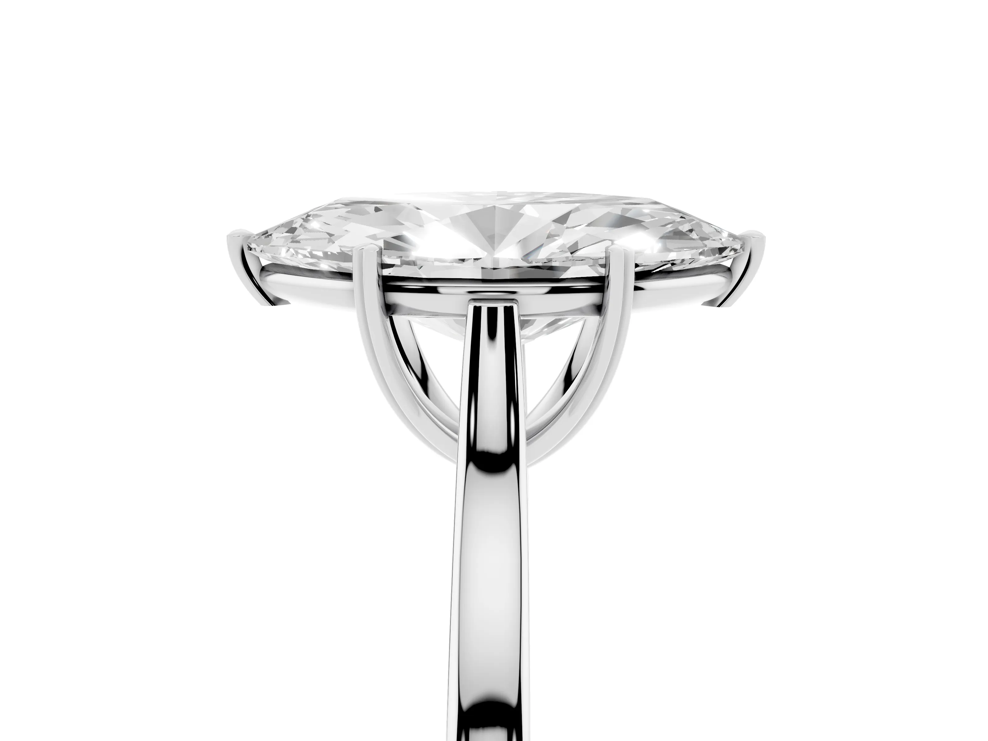 Marquise Cut Diamond Solitaire Heart Prong Engagement Ring Set in Platinum with Tapered Band
