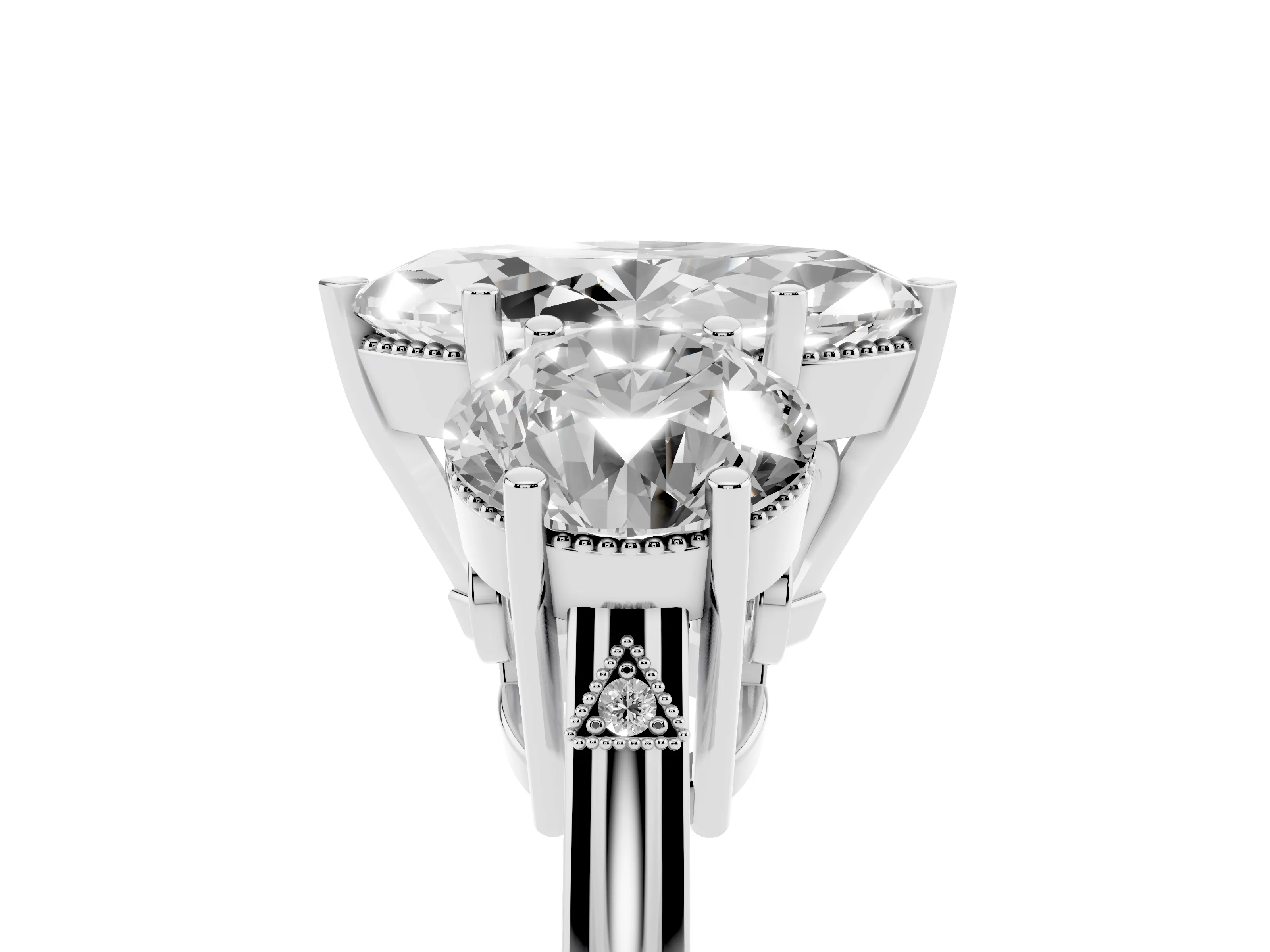 Marquise Cut Diamond Three-Stone Engagement Ring Set in White gold with Polished Band