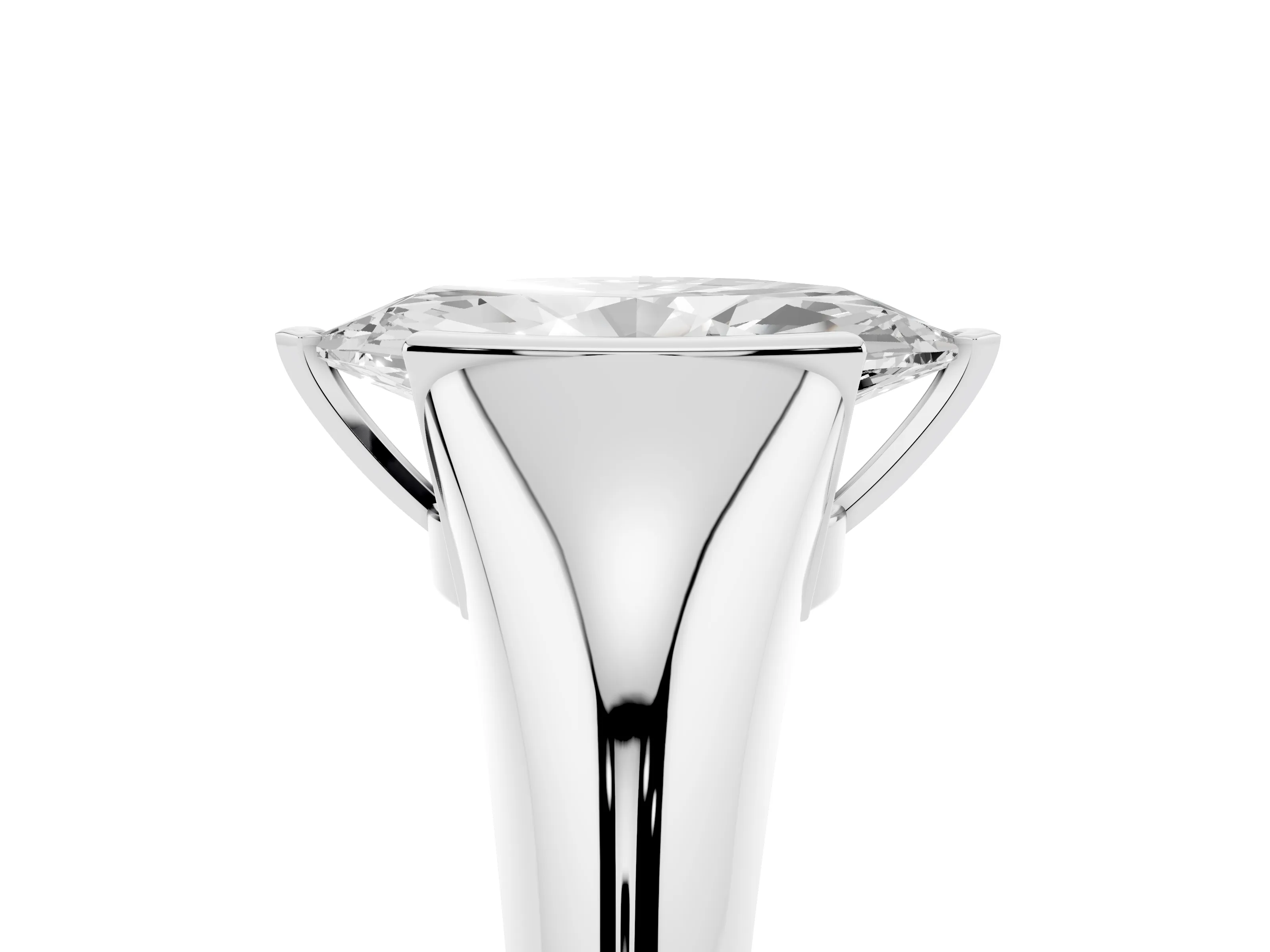 Marquise Cut Diamond Solitaire Tension Set Ring Set in Silver