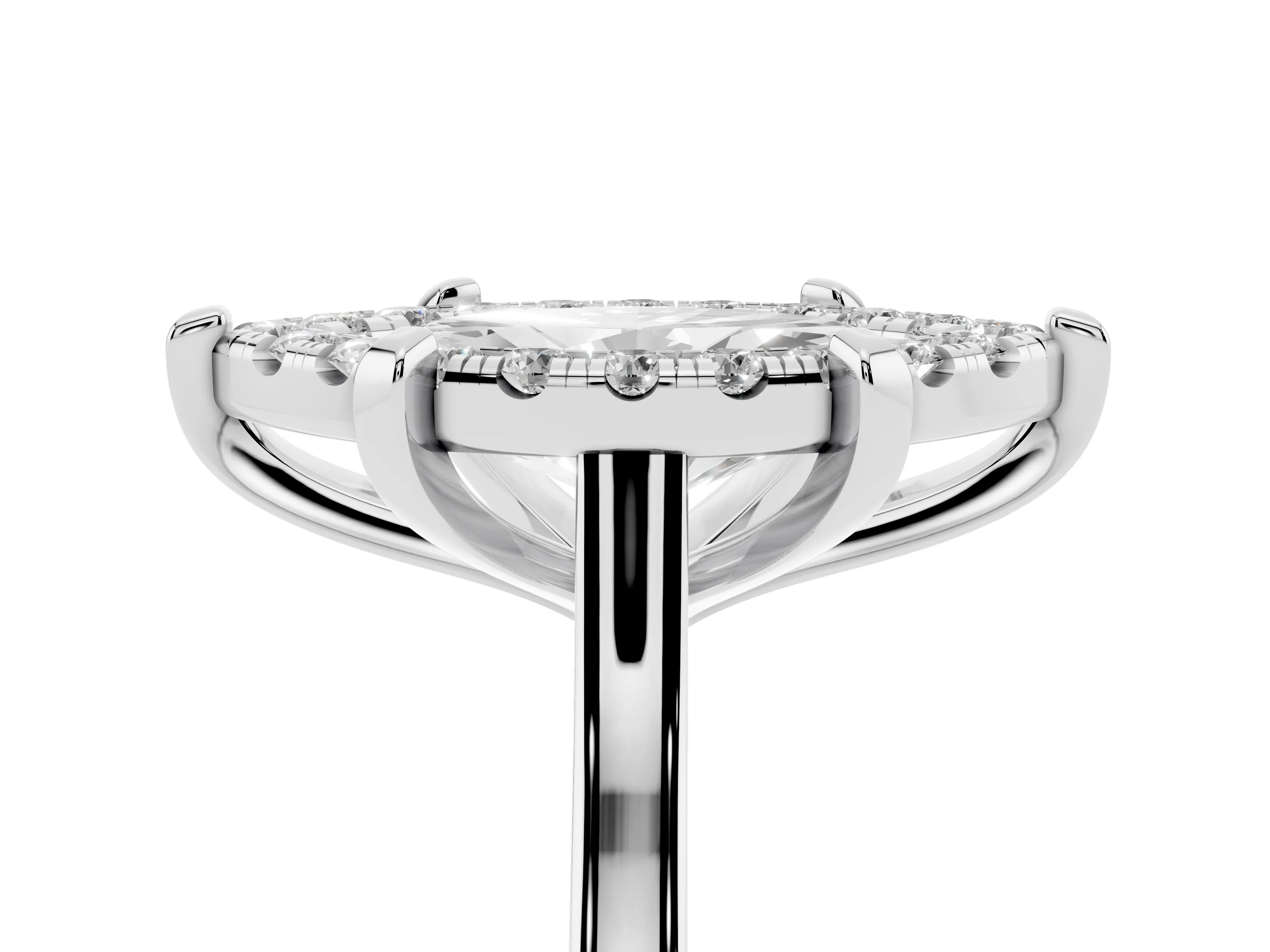 Marquise Cut Diamond Cluster Halo Solitaire Ring Set in Platinum with Prong Setting