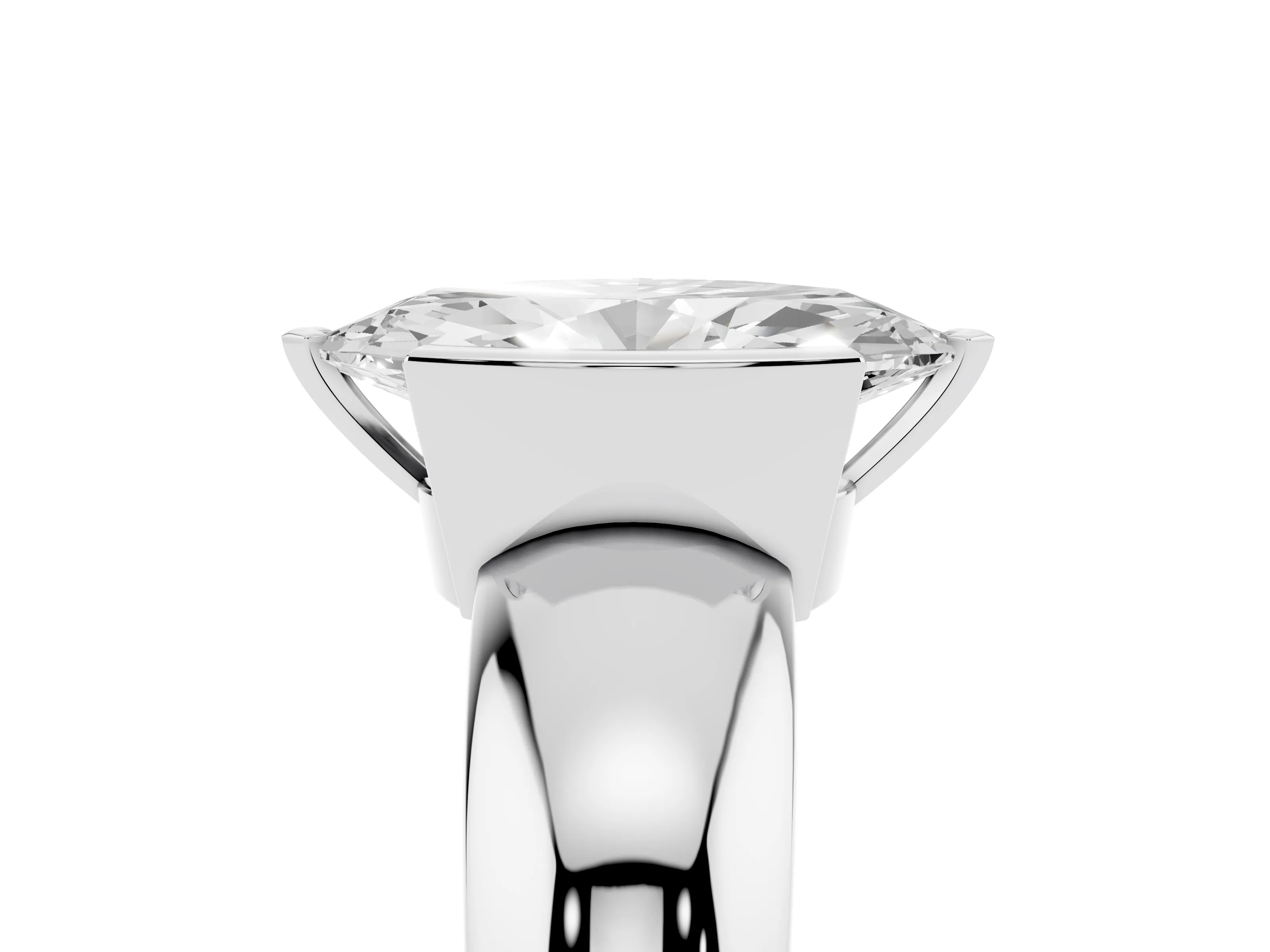 Marquise Cut Diamond Solitaire Tension Set Ring Set in White gold with Wide Band