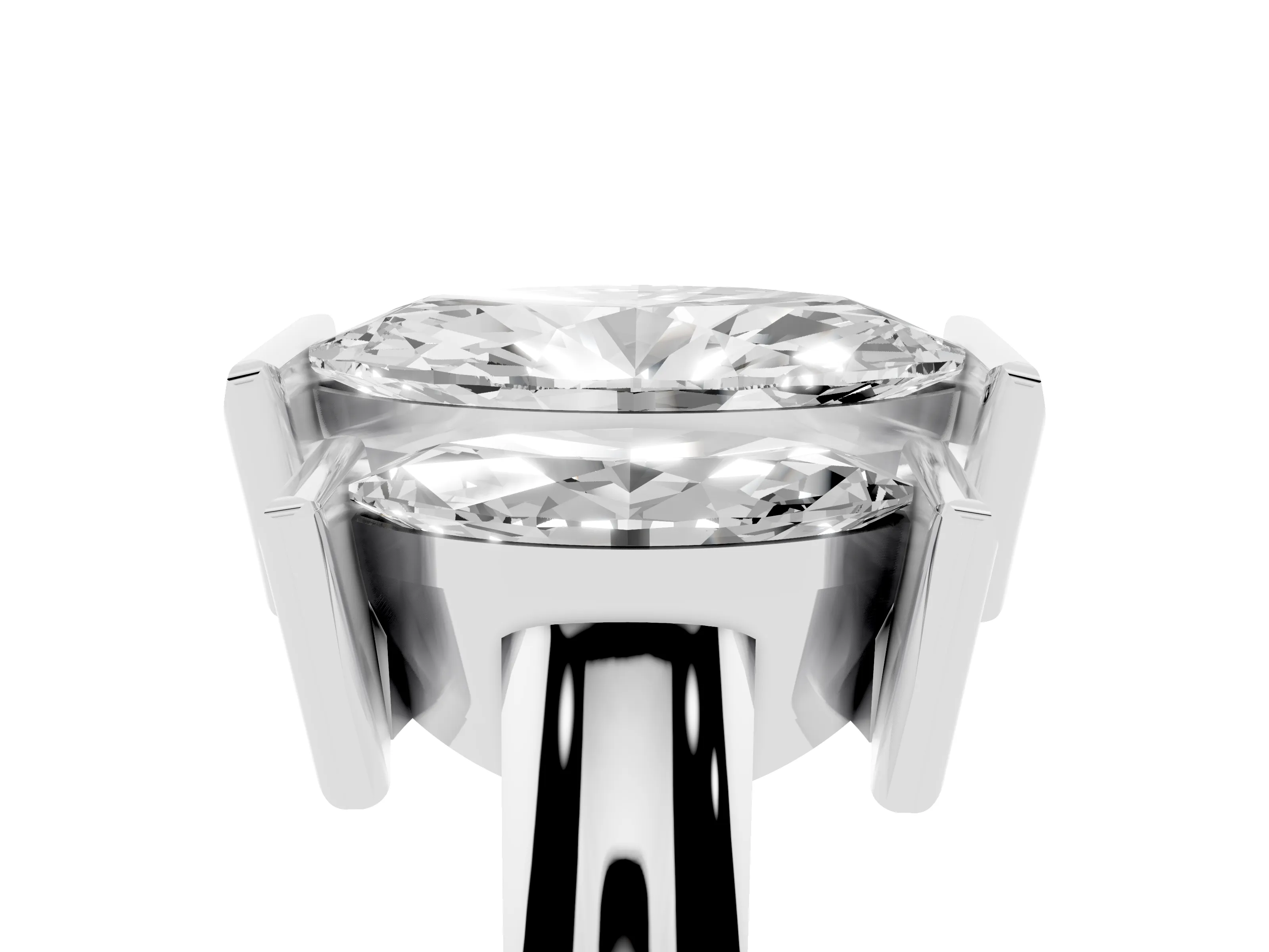 Marquise Cut Diamond Three-Stone Channel Set Ring Set in White gold with Smooth Polished Band