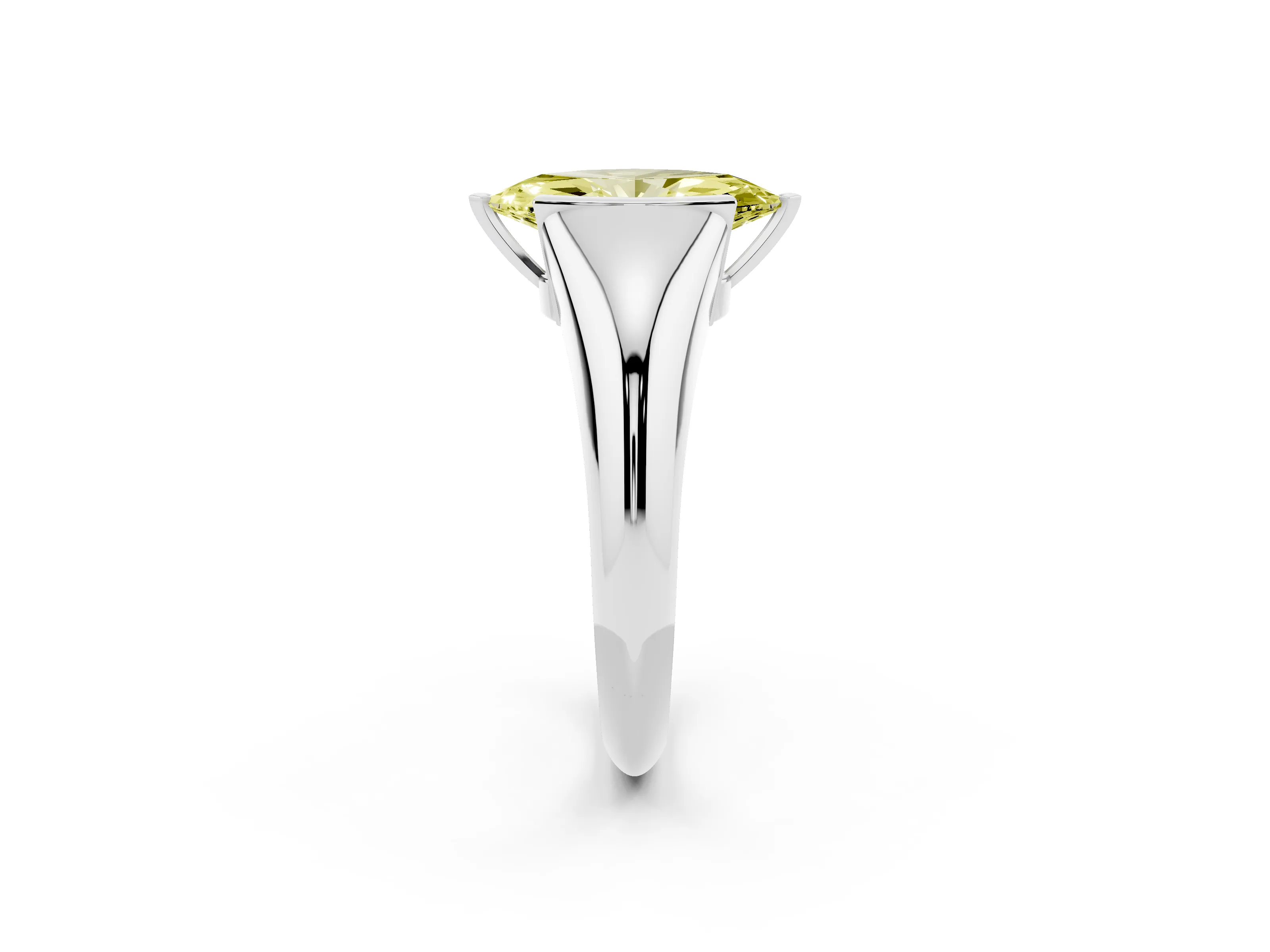 Fancy Yellow Marquise Cut Diamond Solitaire Tension Set Ring Set in Silver