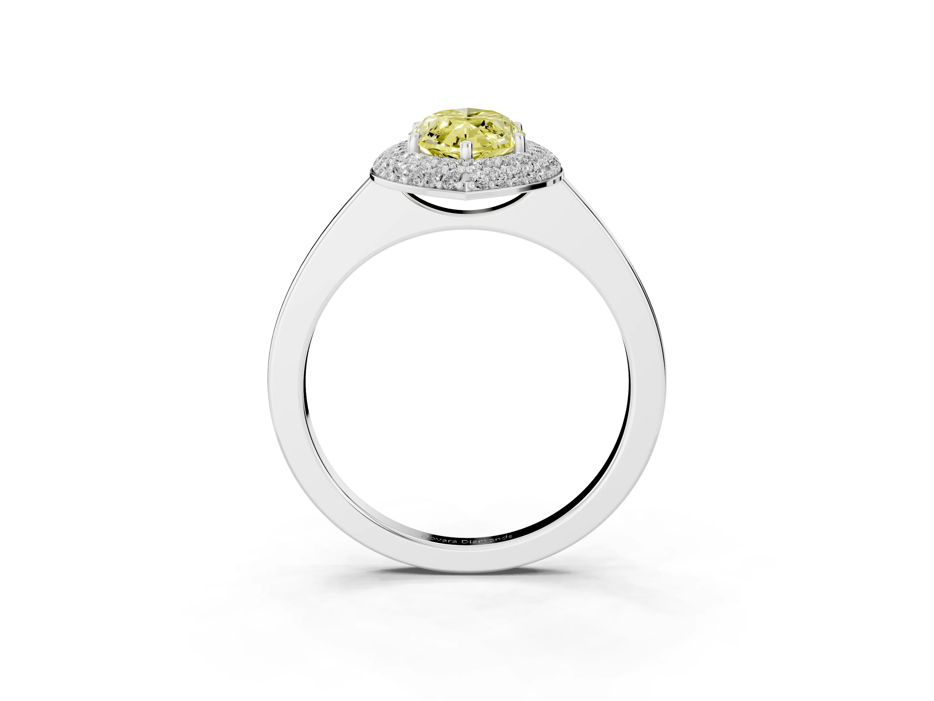 Fancy Yellow Marquise Cut Diamond Halo Engagement Ring Set in Platinum with Solitaire Band and Prong Setting