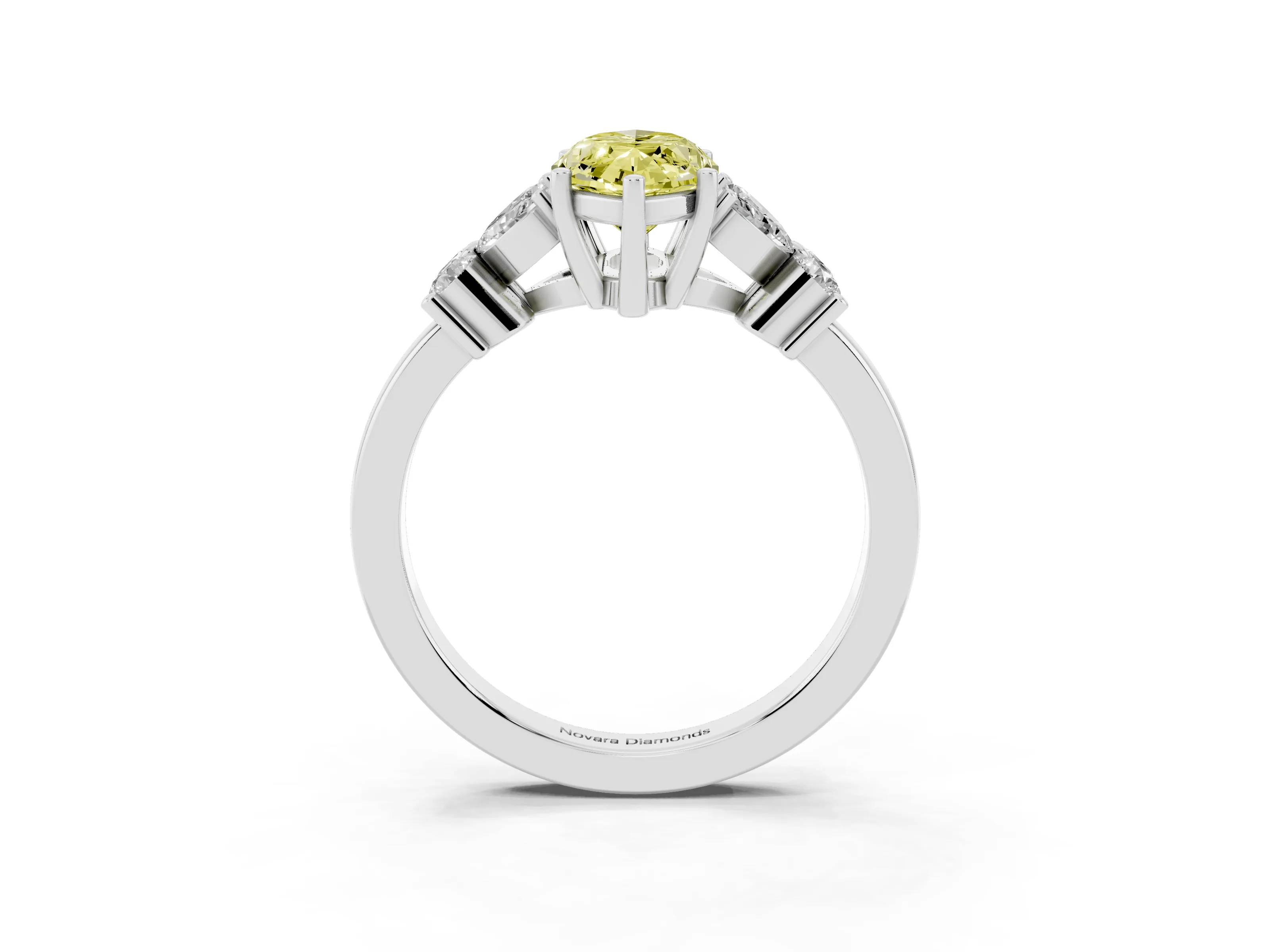 Fancy Yellow Marquise Cut Diamond Floral Cluster Ring Set in Silver with Marquise Petals and Prong Setting