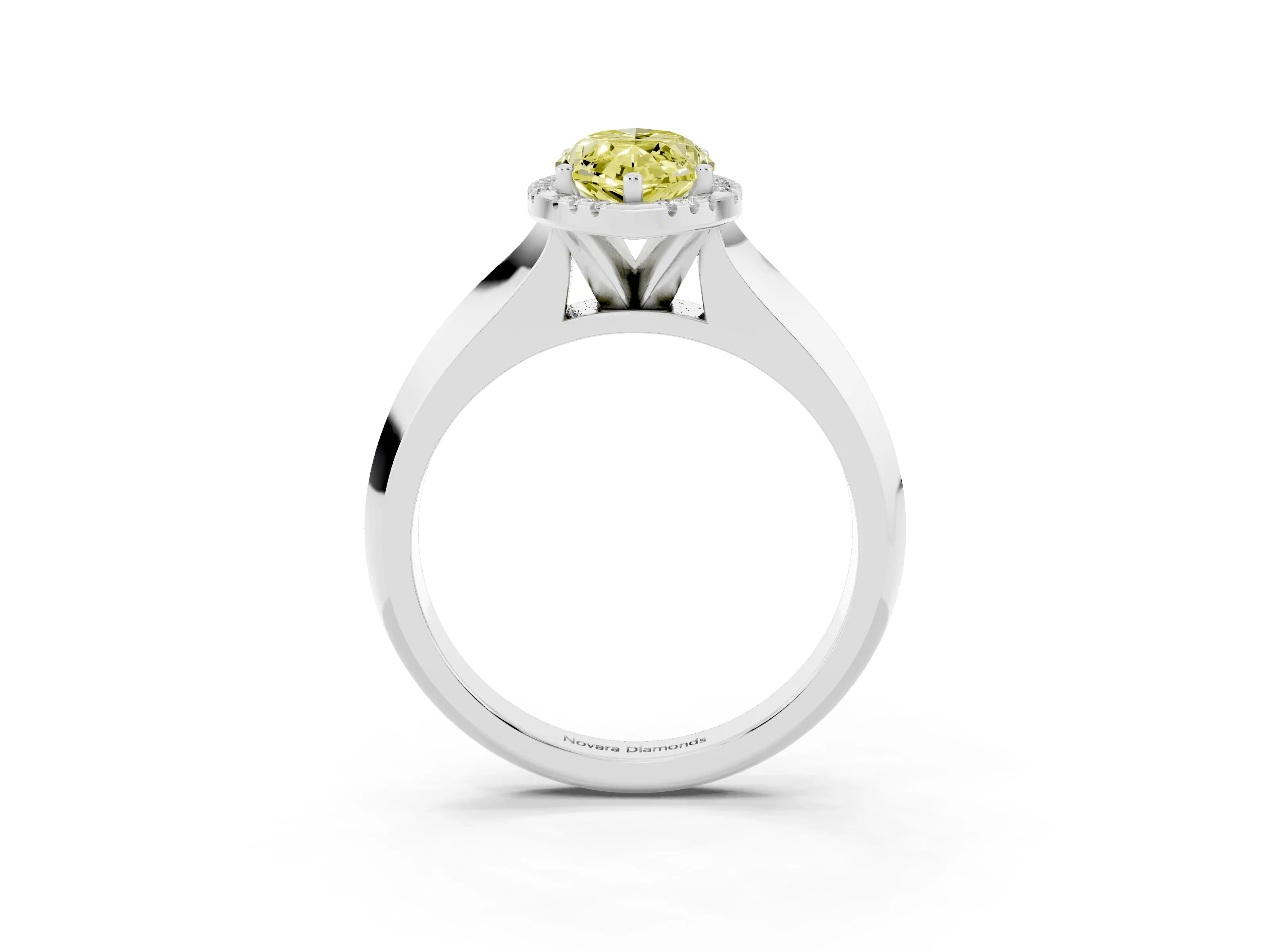 Fancy Yellow Marquise Cut Diamond Halo Ring Set in Platinum with Cathedral Band and Prong Setting