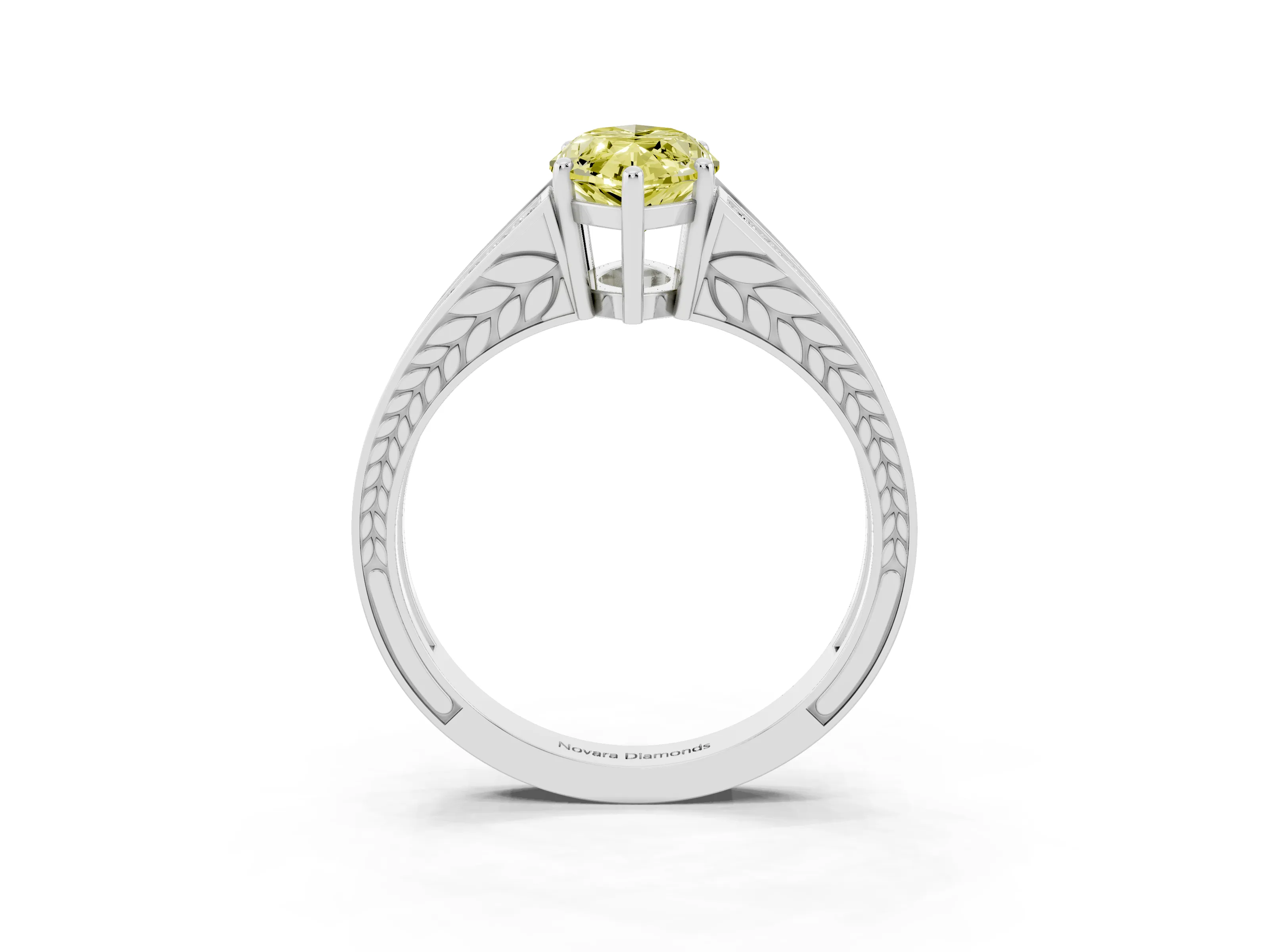Fancy Yellow Marquise Cut Diamond Split Shank Ring Set in Silver with Pavé Band and Prong Setting