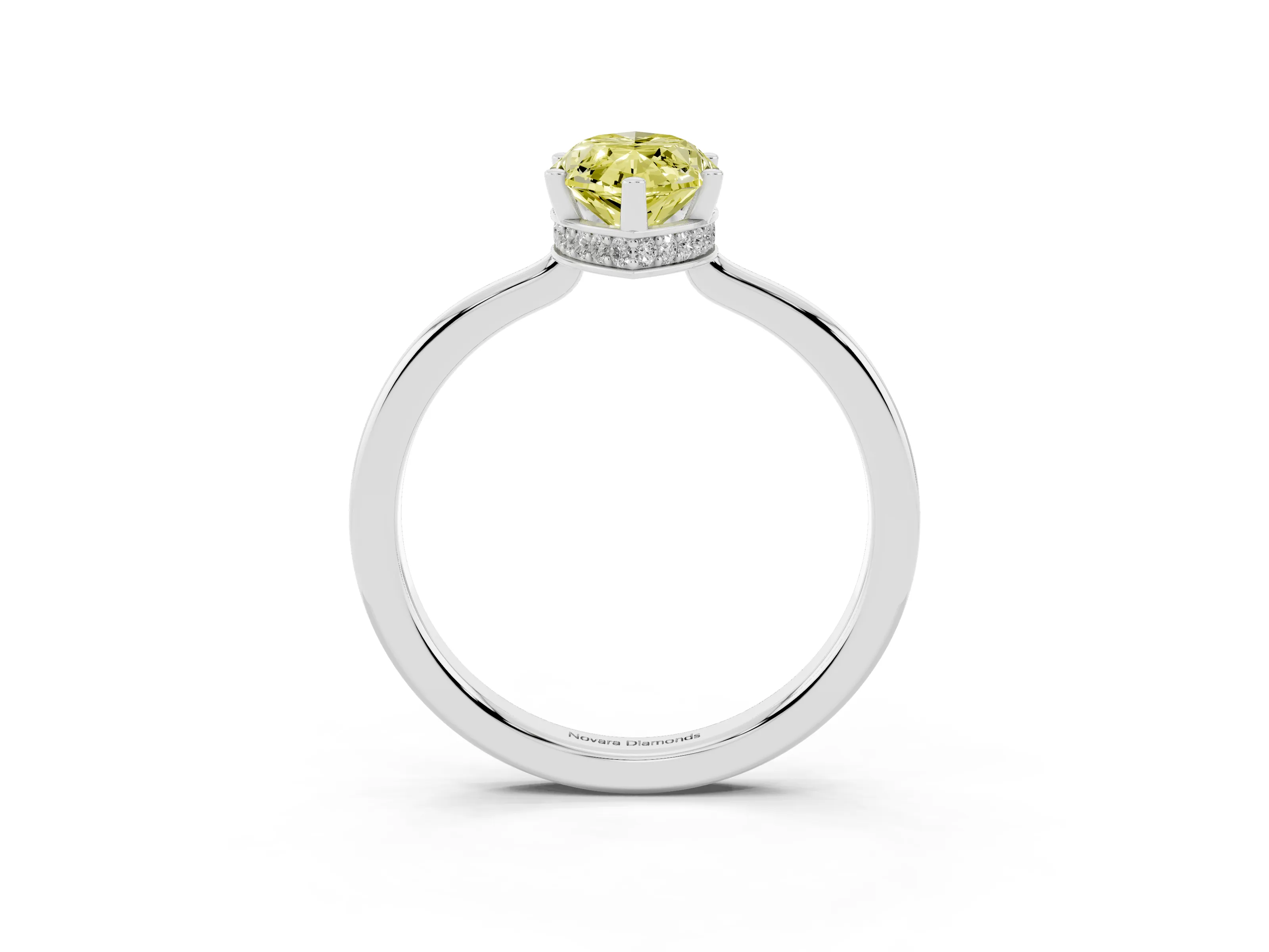 Fancy Yellow Marquise Cut Diamond Solitaire Engagement Ring Set in White gold with Prong Setting on a Plain Band
