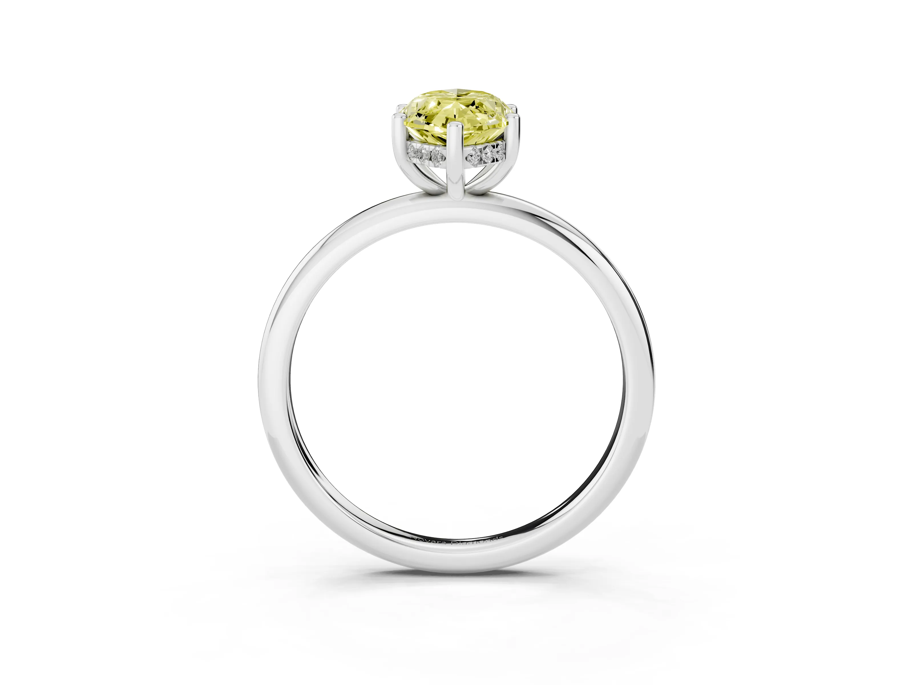 Fancy Yellow Marquise Cut Diamond Solitaire Engagement Ring Set in Silver with Prong Setting and Polished Band