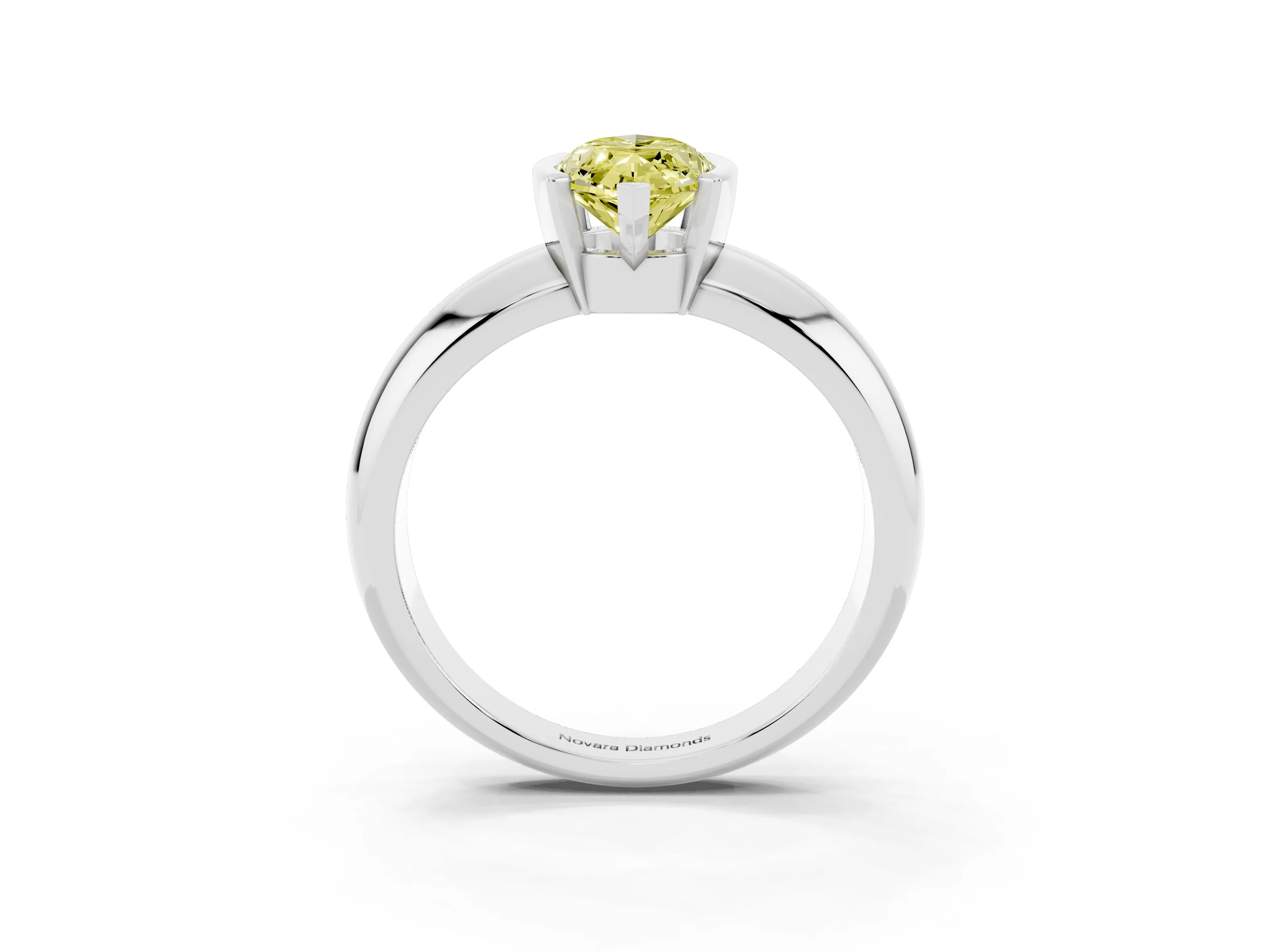 Fancy Yellow Marquise Cut Diamond Solitaire Tension Set Ring Set in Silver with Wide Band