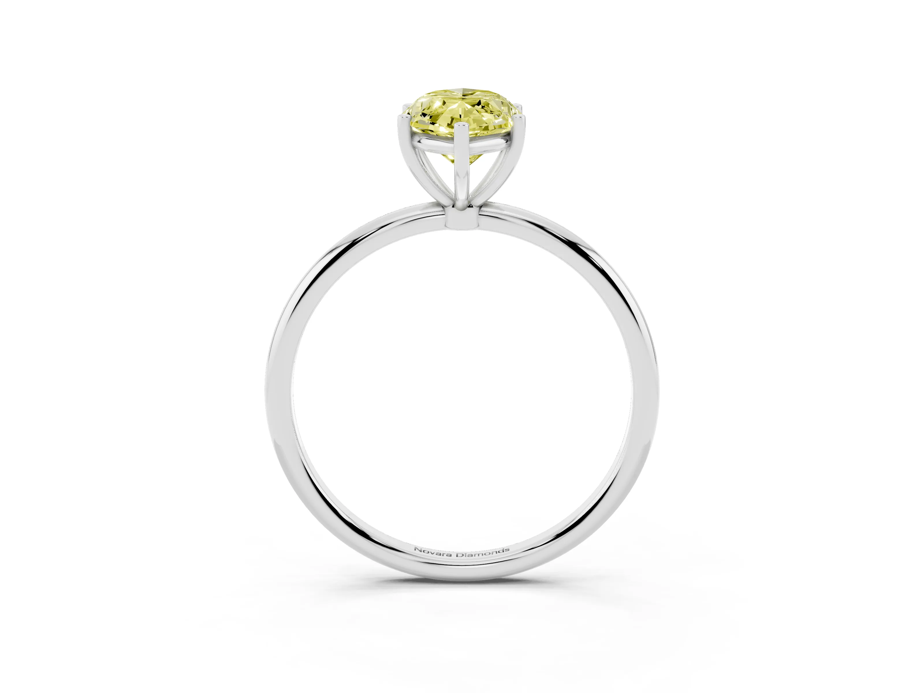 Fancy Yellow Marquise Cut Diamond Solitaire Engagement Ring Set in Platinum with Thin Band and Prong Setting