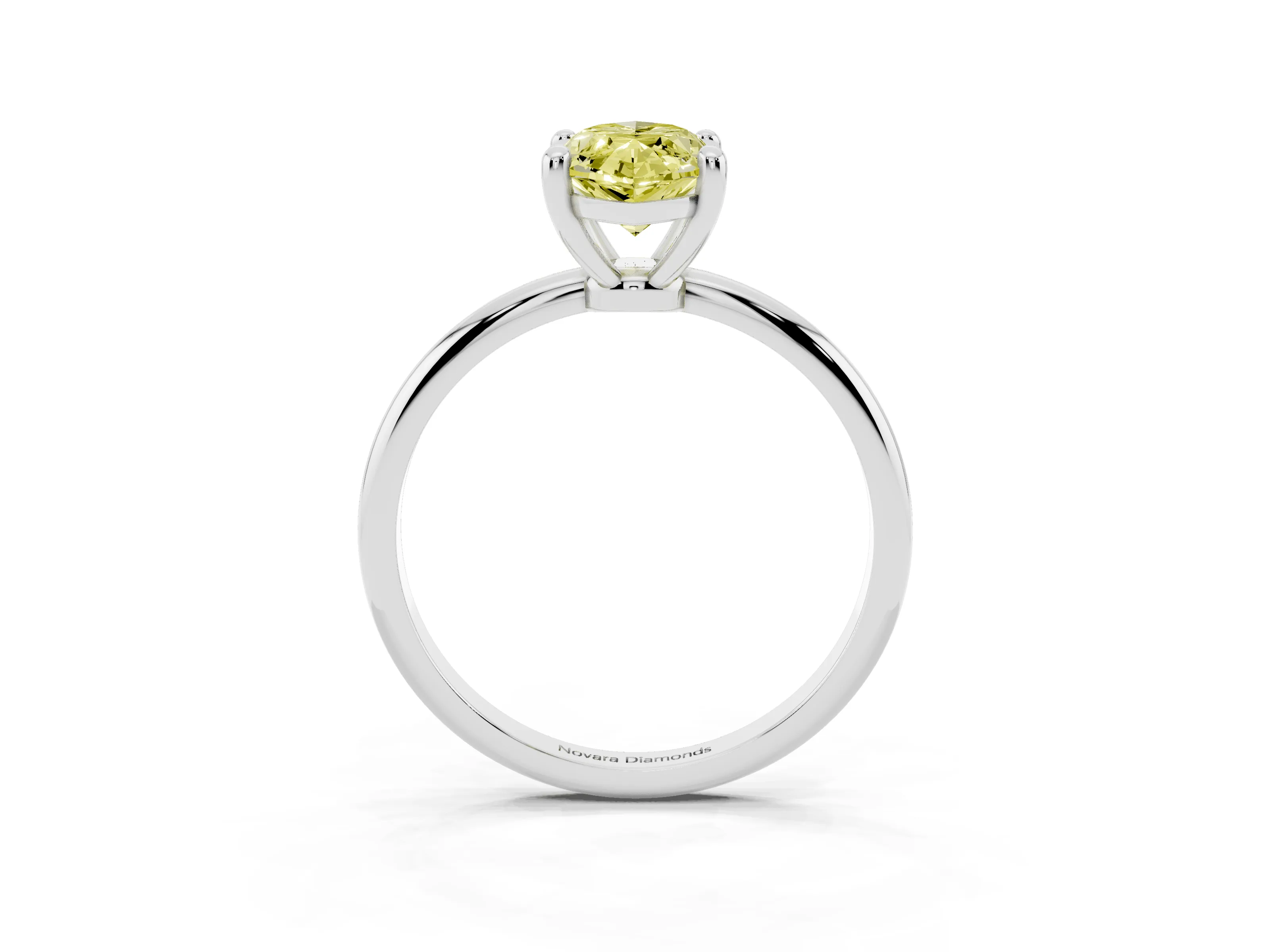 Fancy Yellow Marquise Cut Diamond Solitaire Ring Set in Silver with Secure Prong Setting on a Classic Band