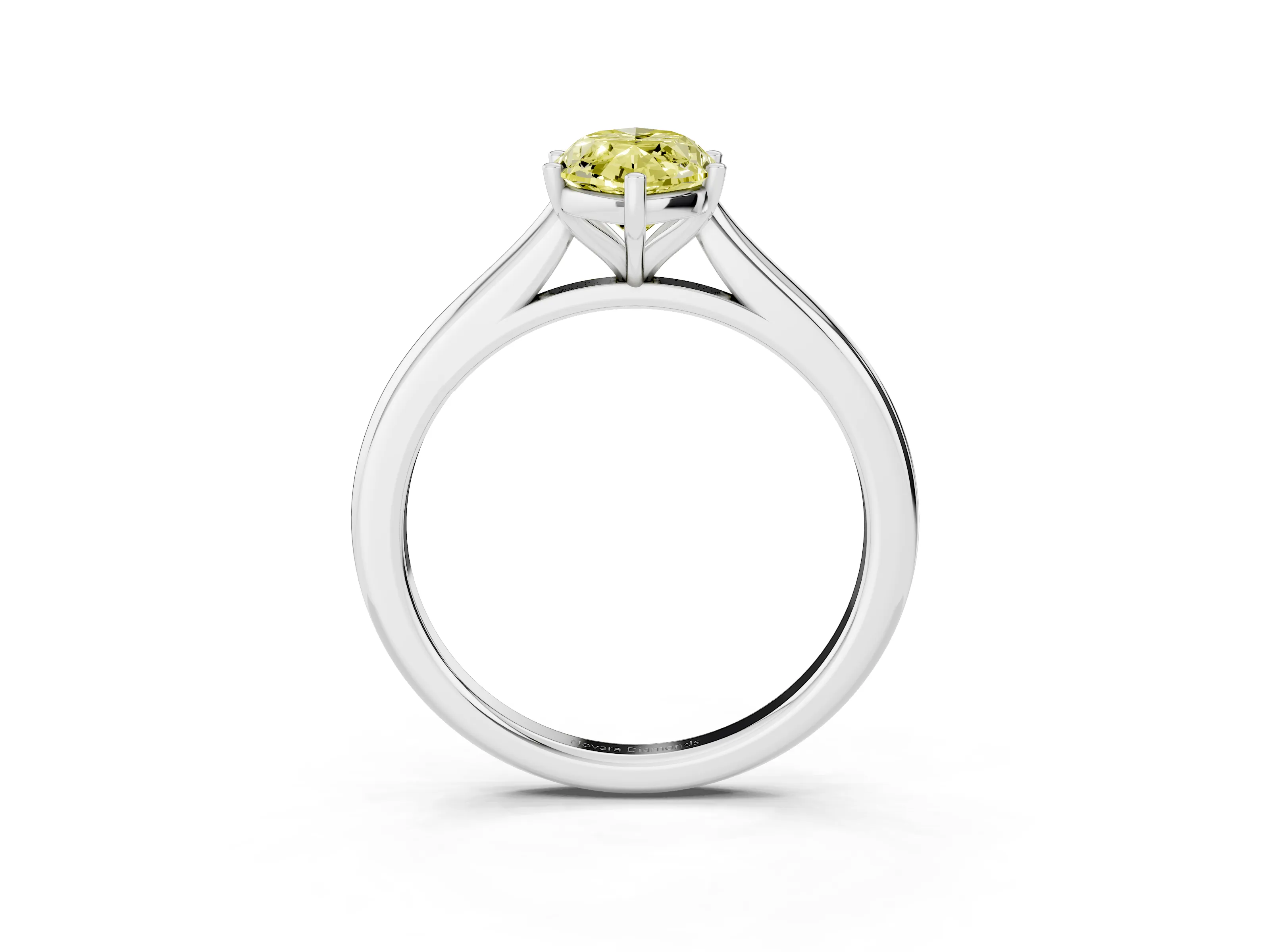 Fancy Yellow Marquise Cut Diamond Solitaire Ring Set in Platinum with Cathedral Band and Prong Setting