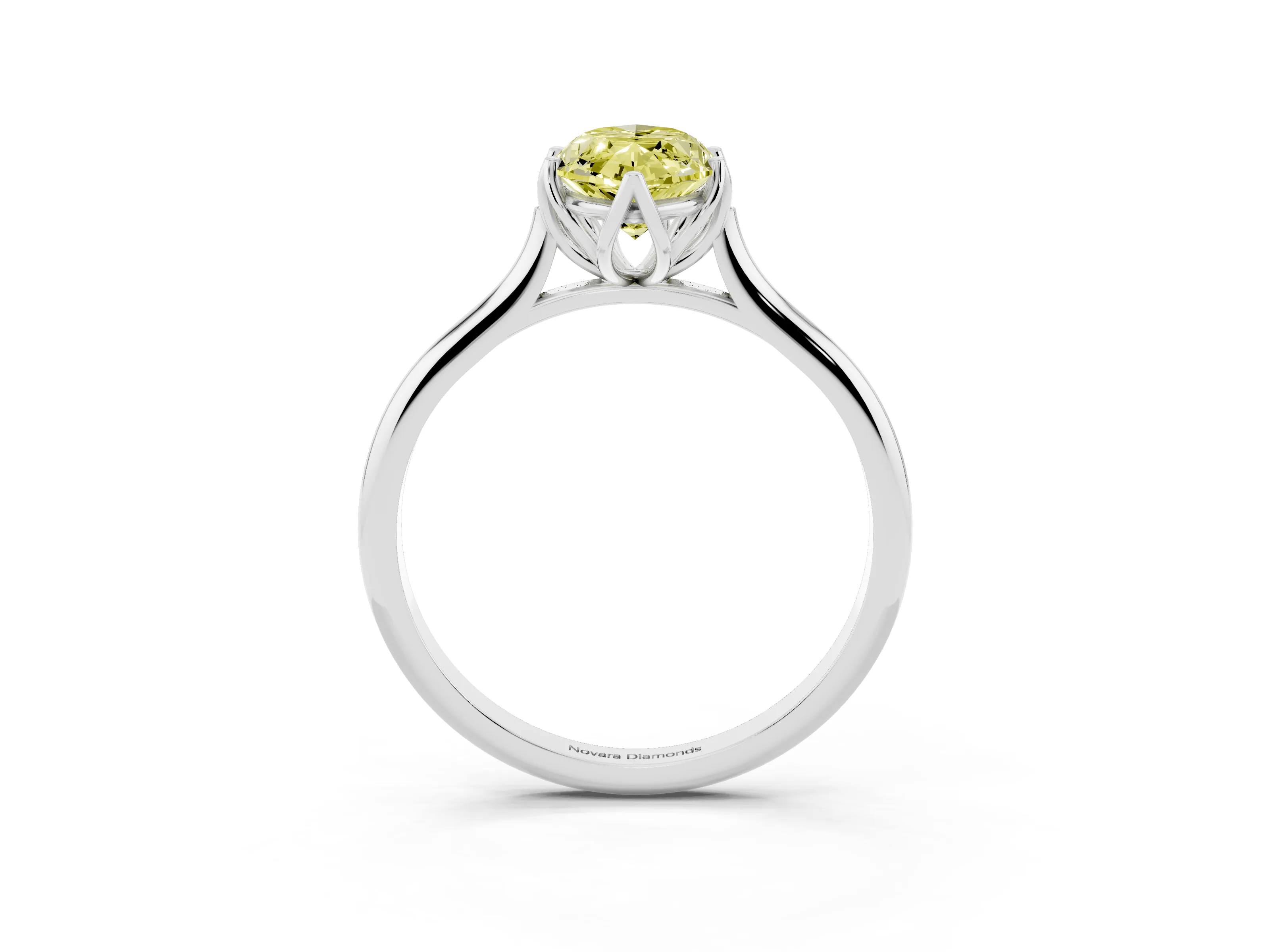 Fancy Yellow Marquise Cut Diamond Solitaire Cathedral Ring Set in Silver with Prong Setting