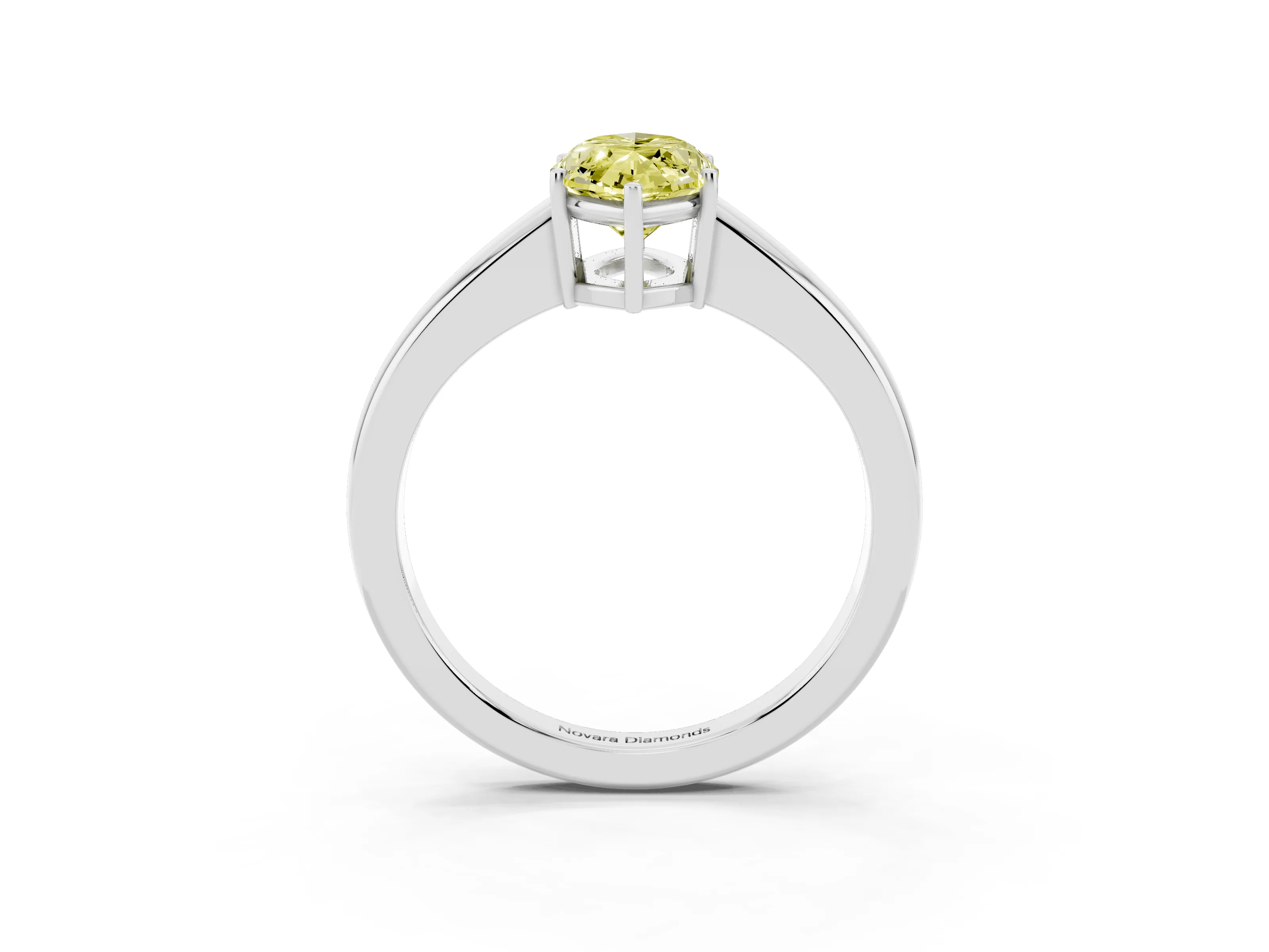 Fancy Yellow Marquise Cut Diamond Solitaire Ring Set in Silver with Tapered Band and Prong Setting