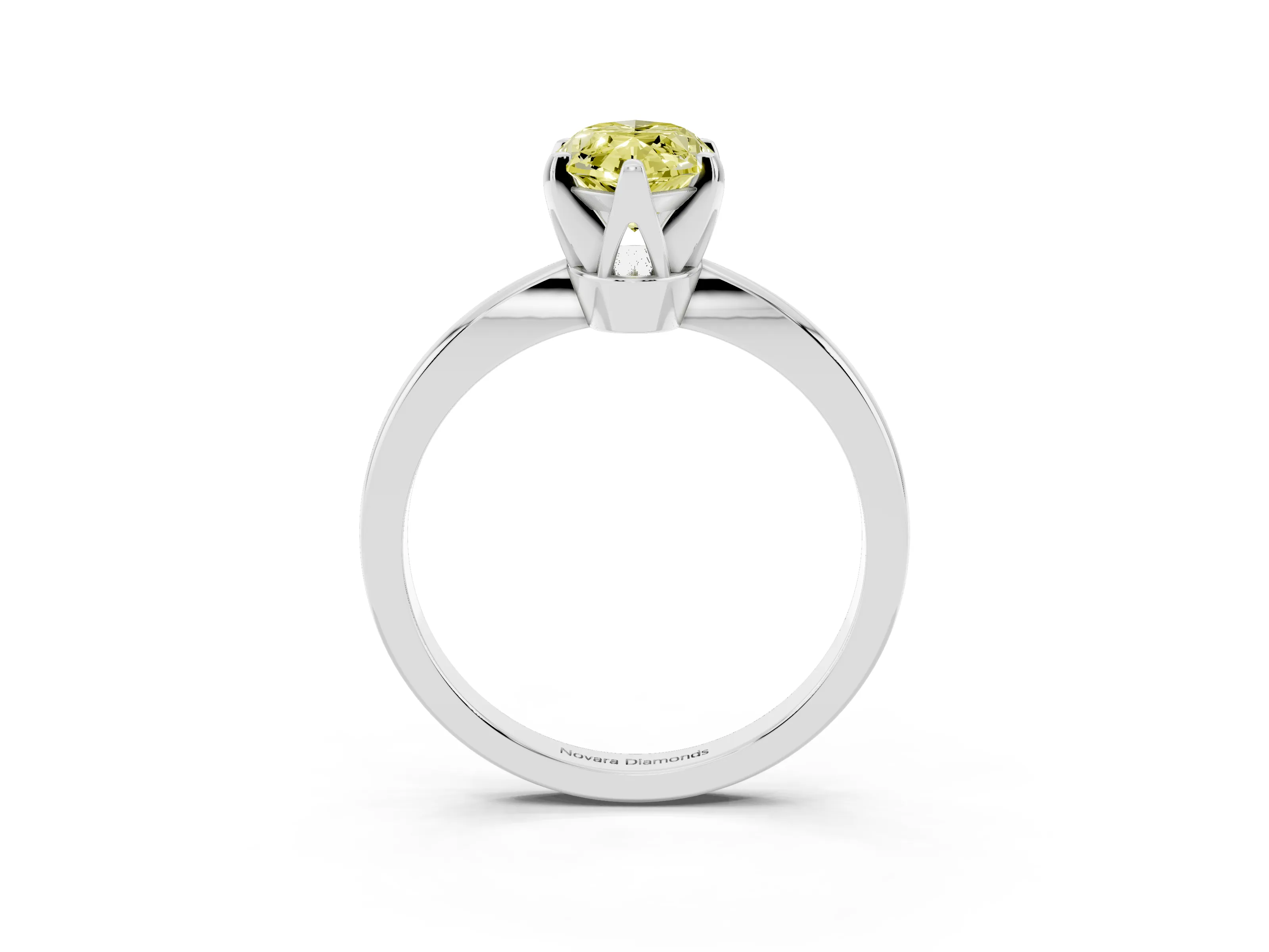 Fancy Yellow Marquise Cut Diamond Solitaire Engagement Ring Set in Silver with Slim Tapered Solitaire Band