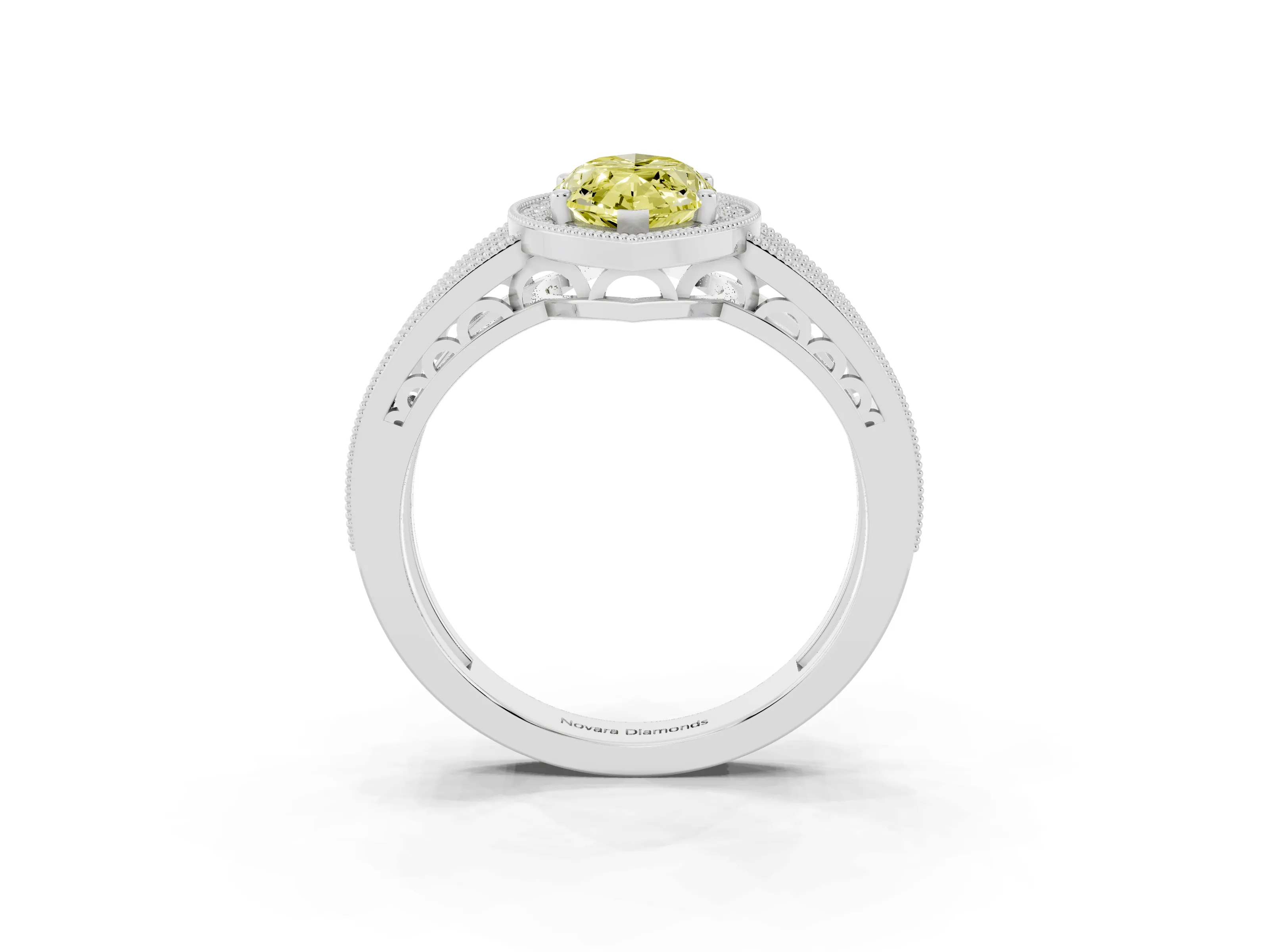 Fancy Yellow Marquise Cut Diamond Halo Ring Set in Silver with Accent Split Shank and Prong Setting