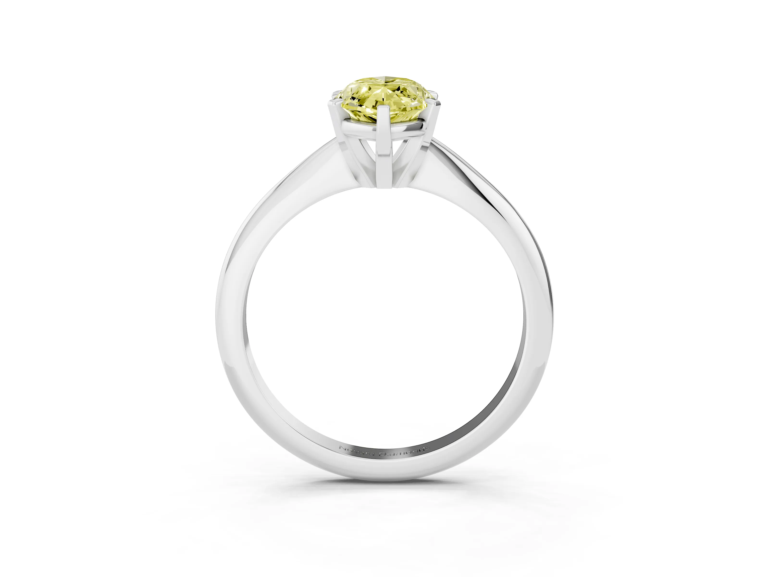 Fancy Yellow Marquise Cut Diamond Solitaire Ring Set in Platinum with Prong Setting on a Plain Round Band