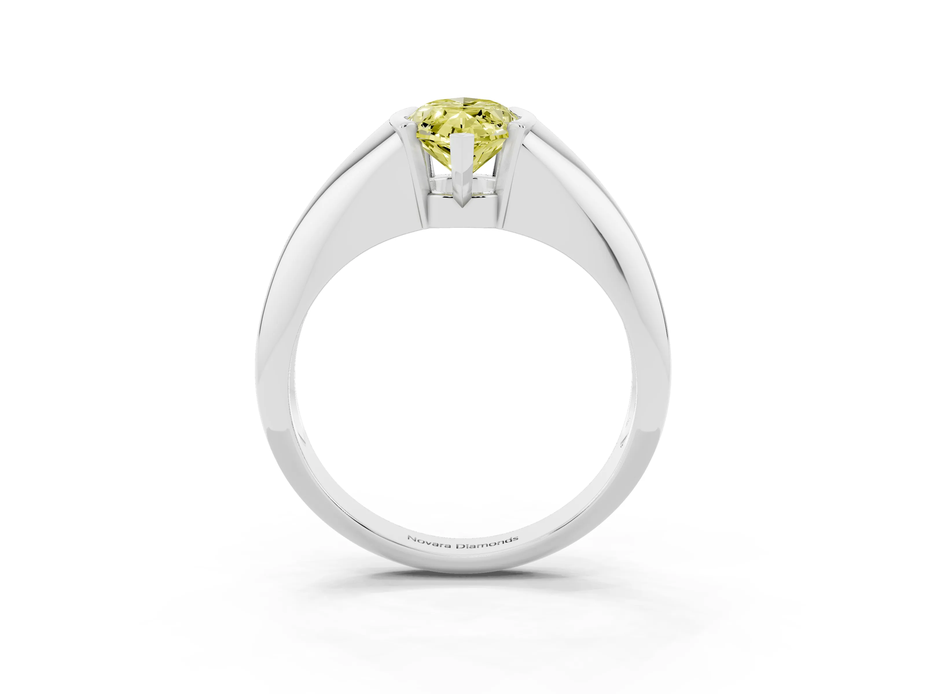 Fancy Yellow Marquise Cut Diamond Solitaire Tension Set Ring Set in Silver