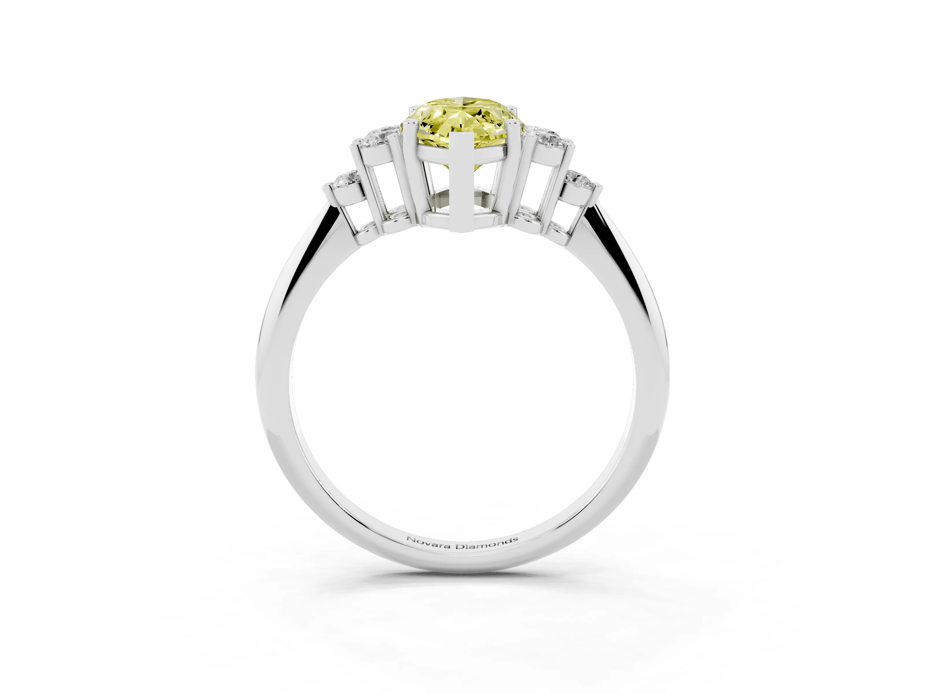 Fancy Yellow Marquise Cut Diamond Cluster Ring Set in Platinum with Plain Band and Prong Setting