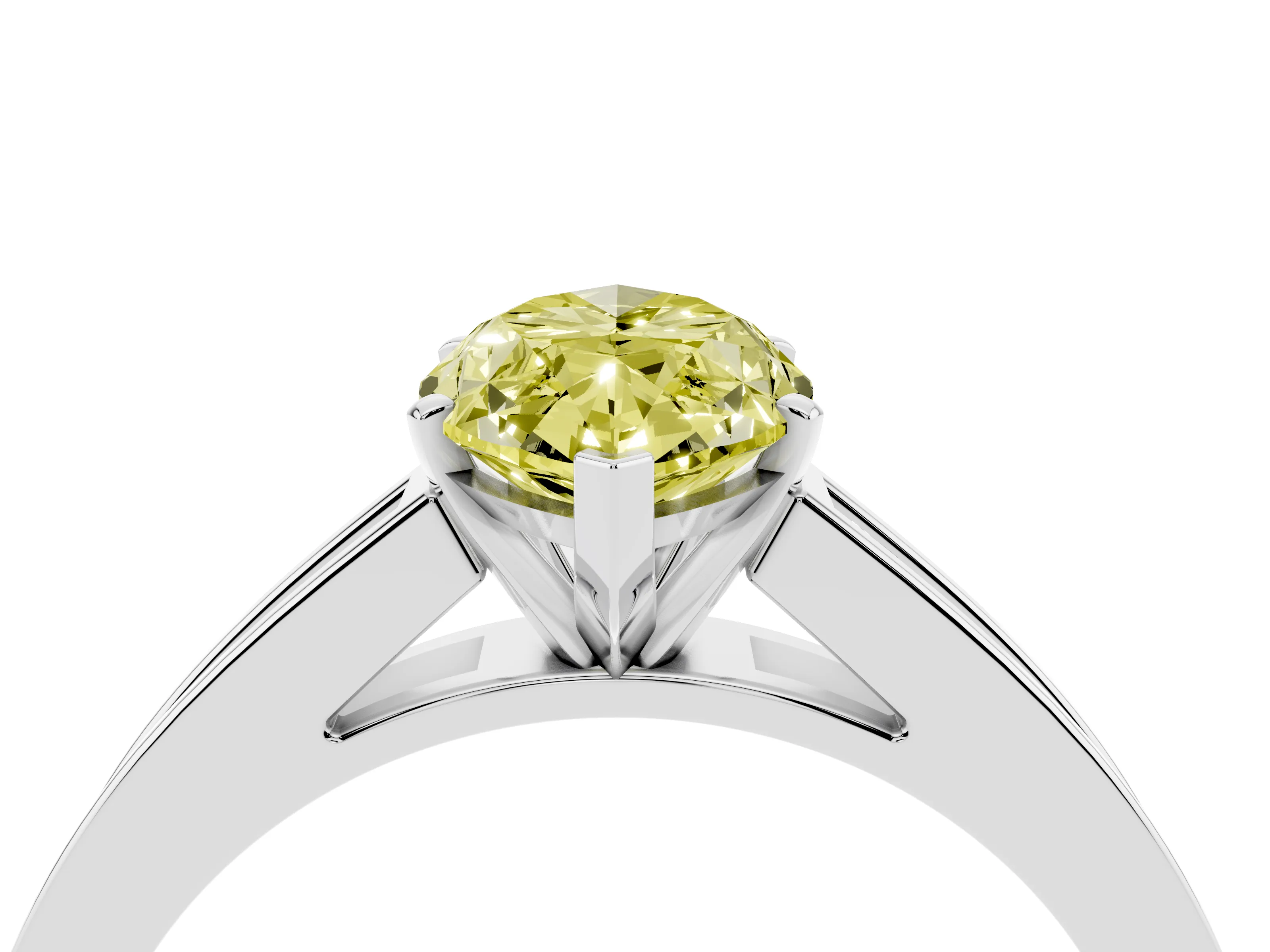 Fancy Yellow Marquise Cut Diamond Solitaire Ring Set in Platinum with Channel-Set Band and Prong Setting