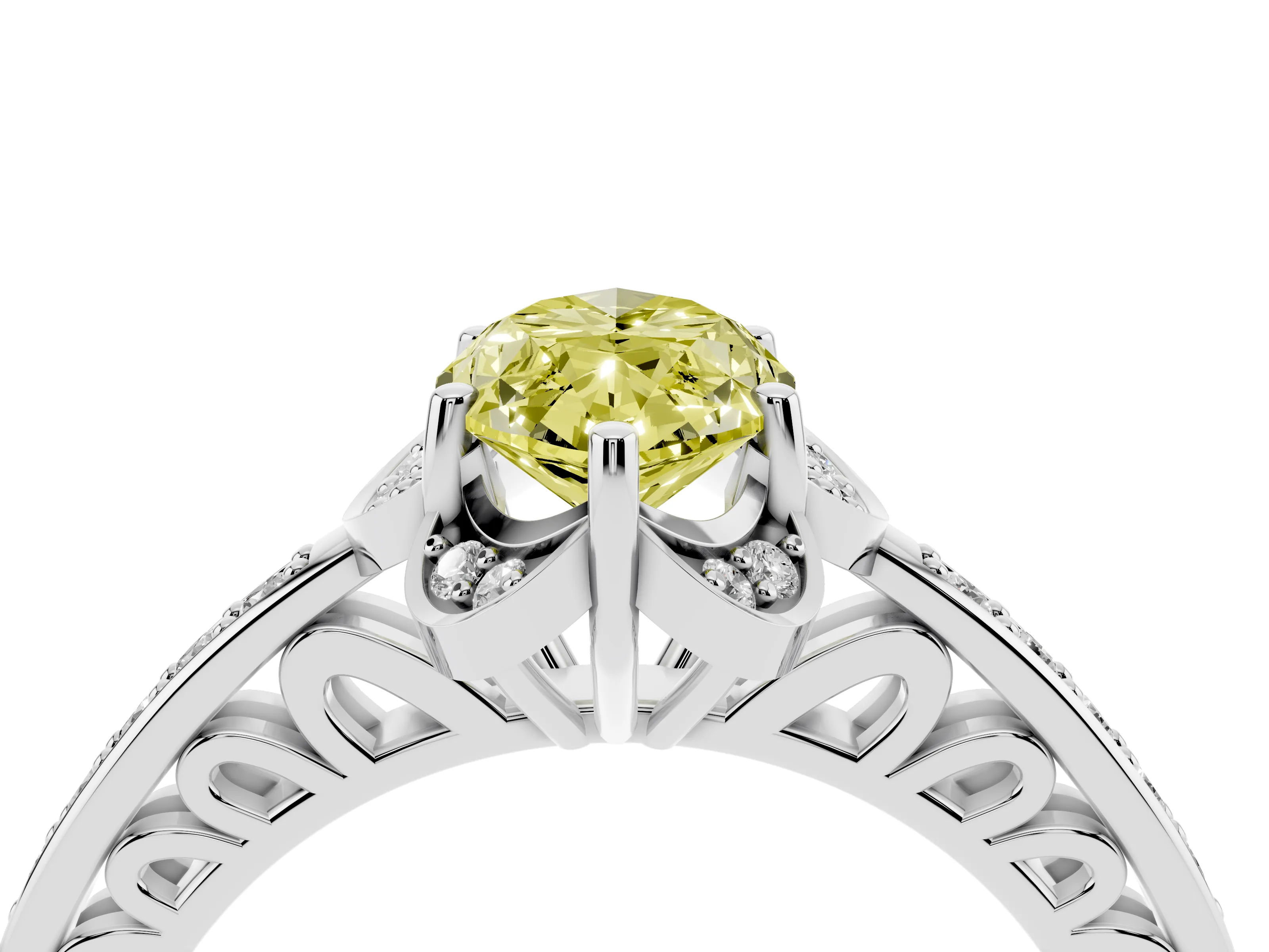 Fancy Yellow Marquise Cut Diamond Halo Ring Set in Silver with Channel Set Band and Prong Setting