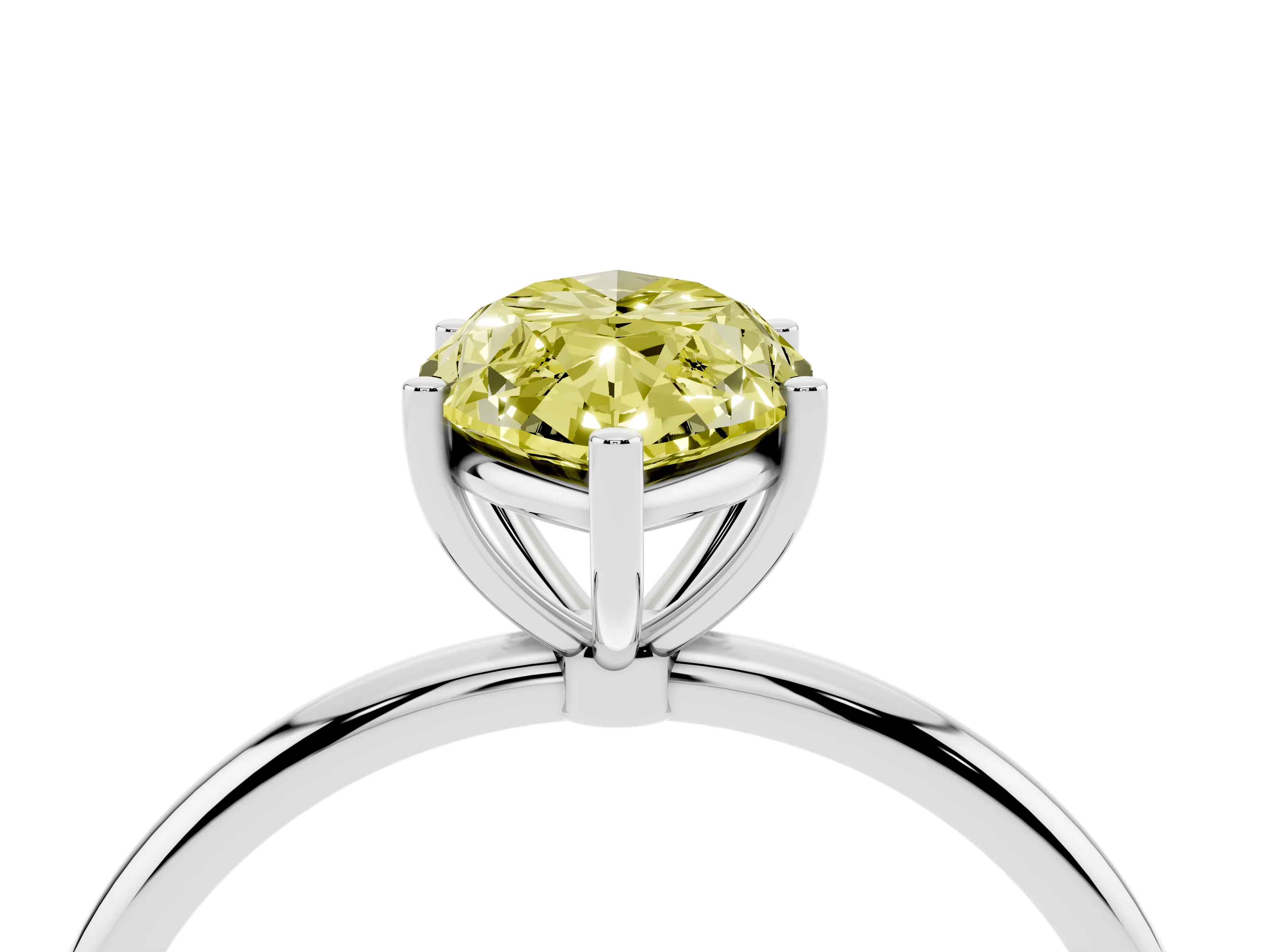Fancy Yellow Marquise Cut Diamond Solitaire Engagement Ring Set in Platinum with Thin Band and Prong Setting