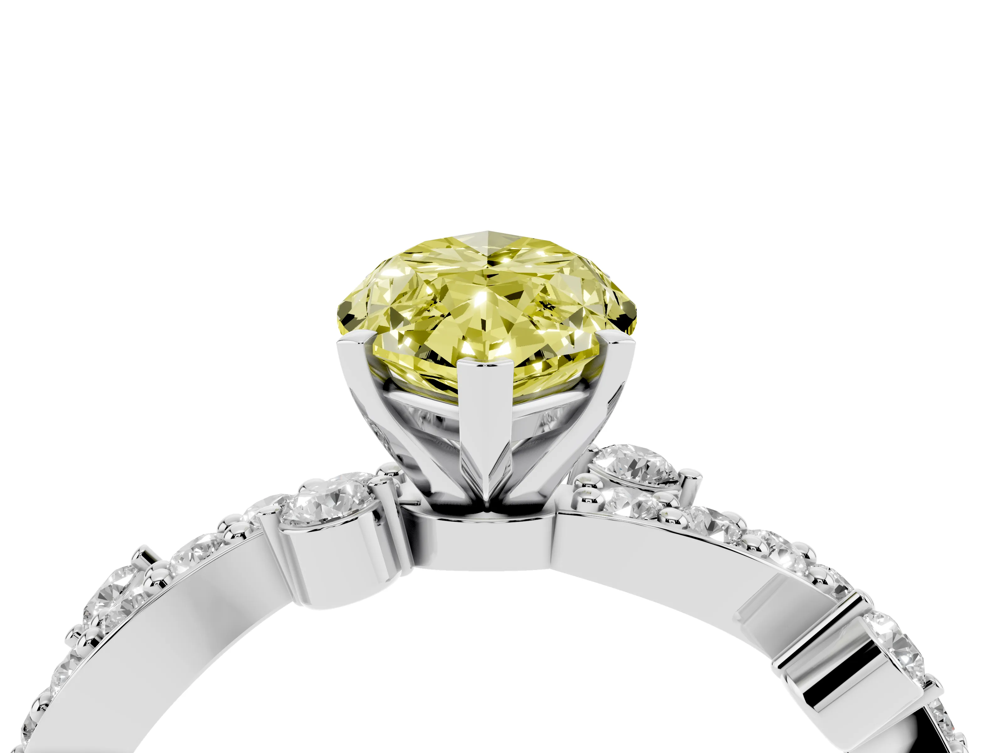 Fancy Yellow Marquise Cut Diamond Solitaire Twisted Band Set in Platinum with Pavé Setting
