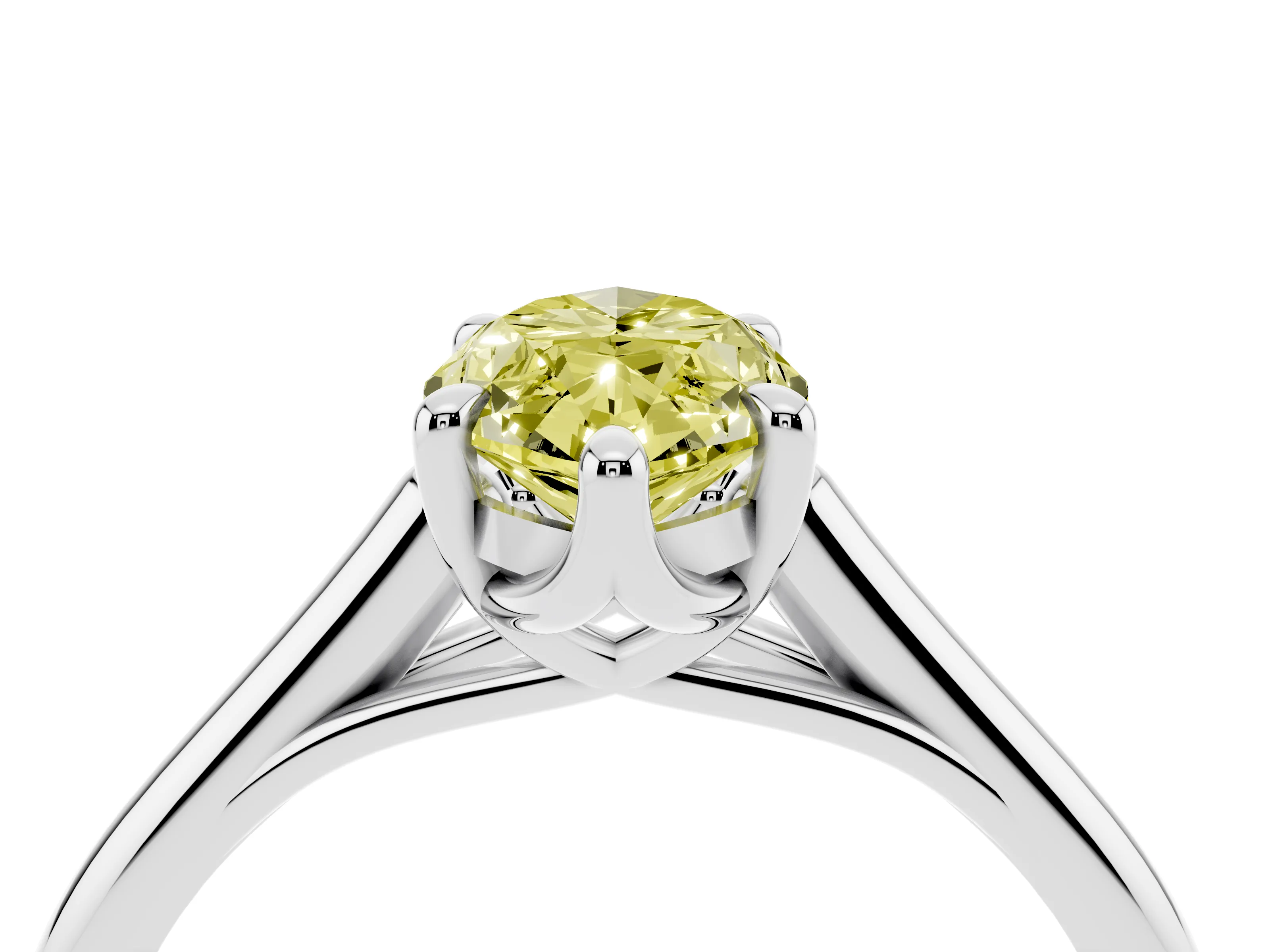 Fancy Yellow Marquise Cut Diamond Solitaire Engagement Ring Set in Platinum with Prong Setting and Plain Classic Band