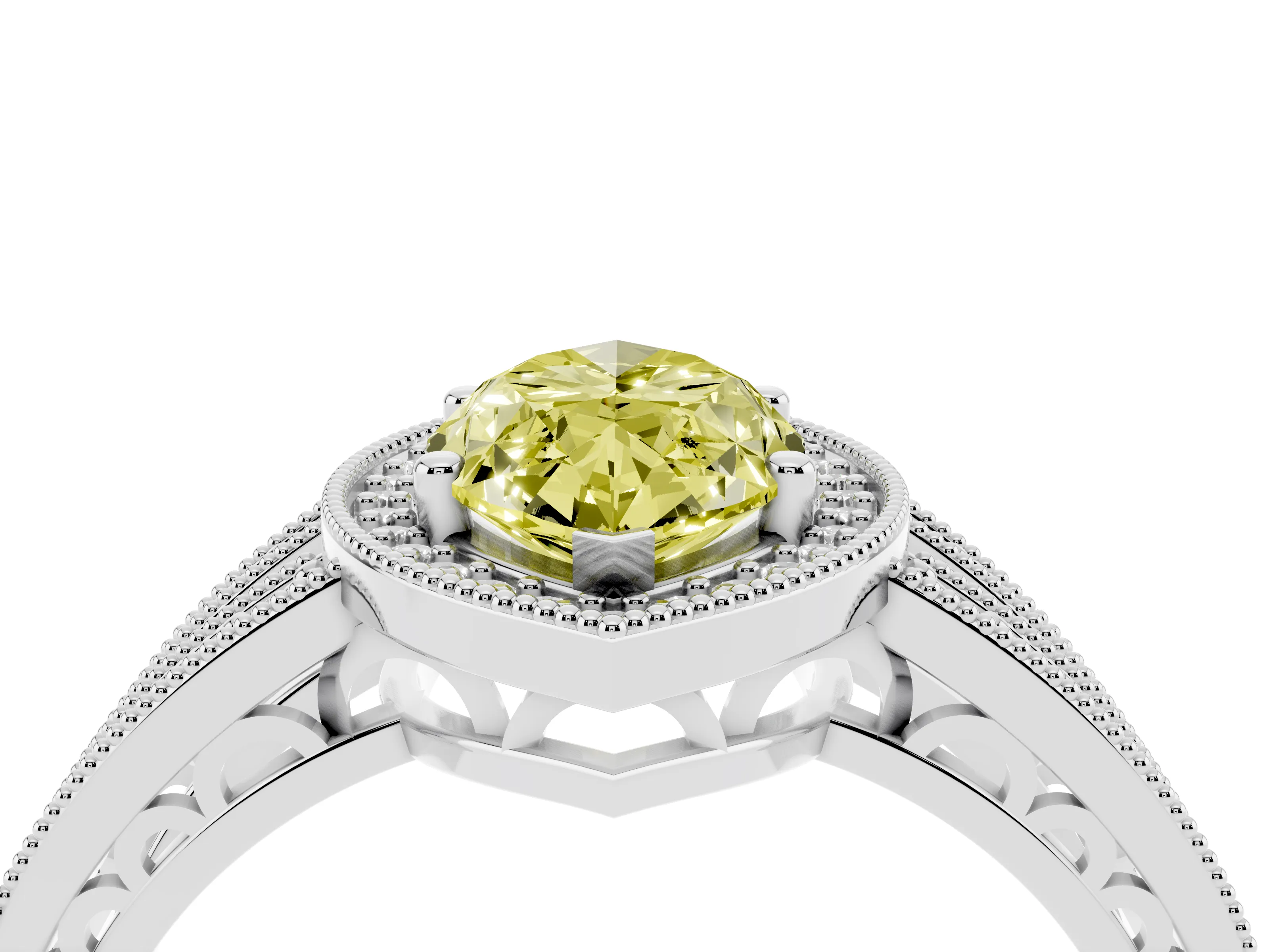 Fancy Yellow Marquise Cut Diamond Halo Ring Set in Silver with Accent Split Shank and Prong Setting