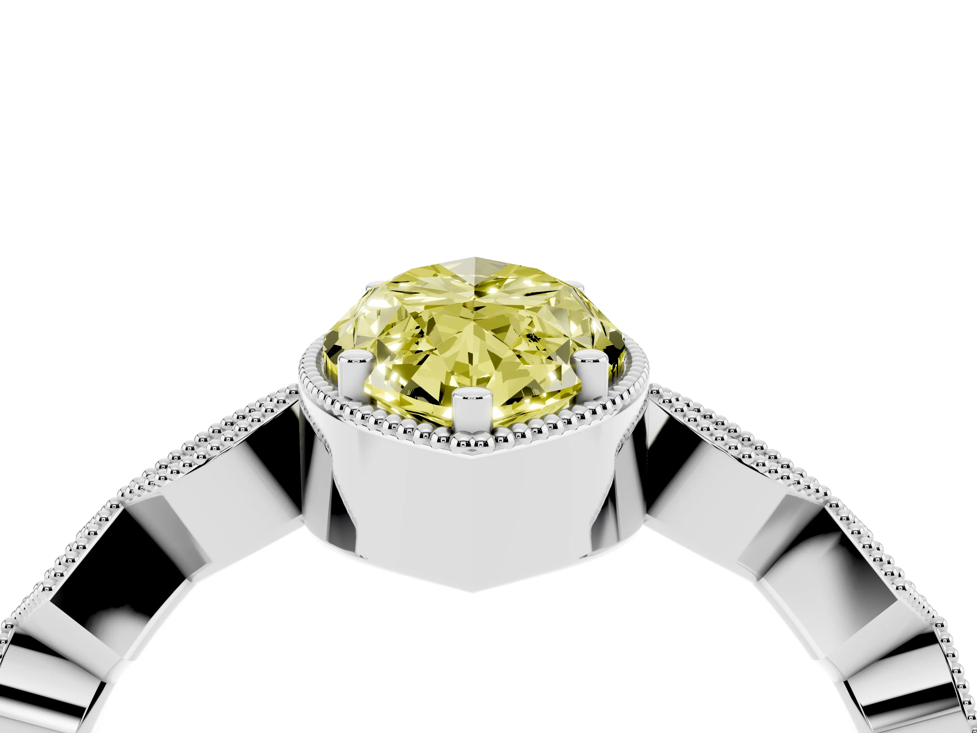 Fancy Yellow Marquise Cut Diamond Milgrain Marquise Twist Band Ring Set in Silver with Prong Setting