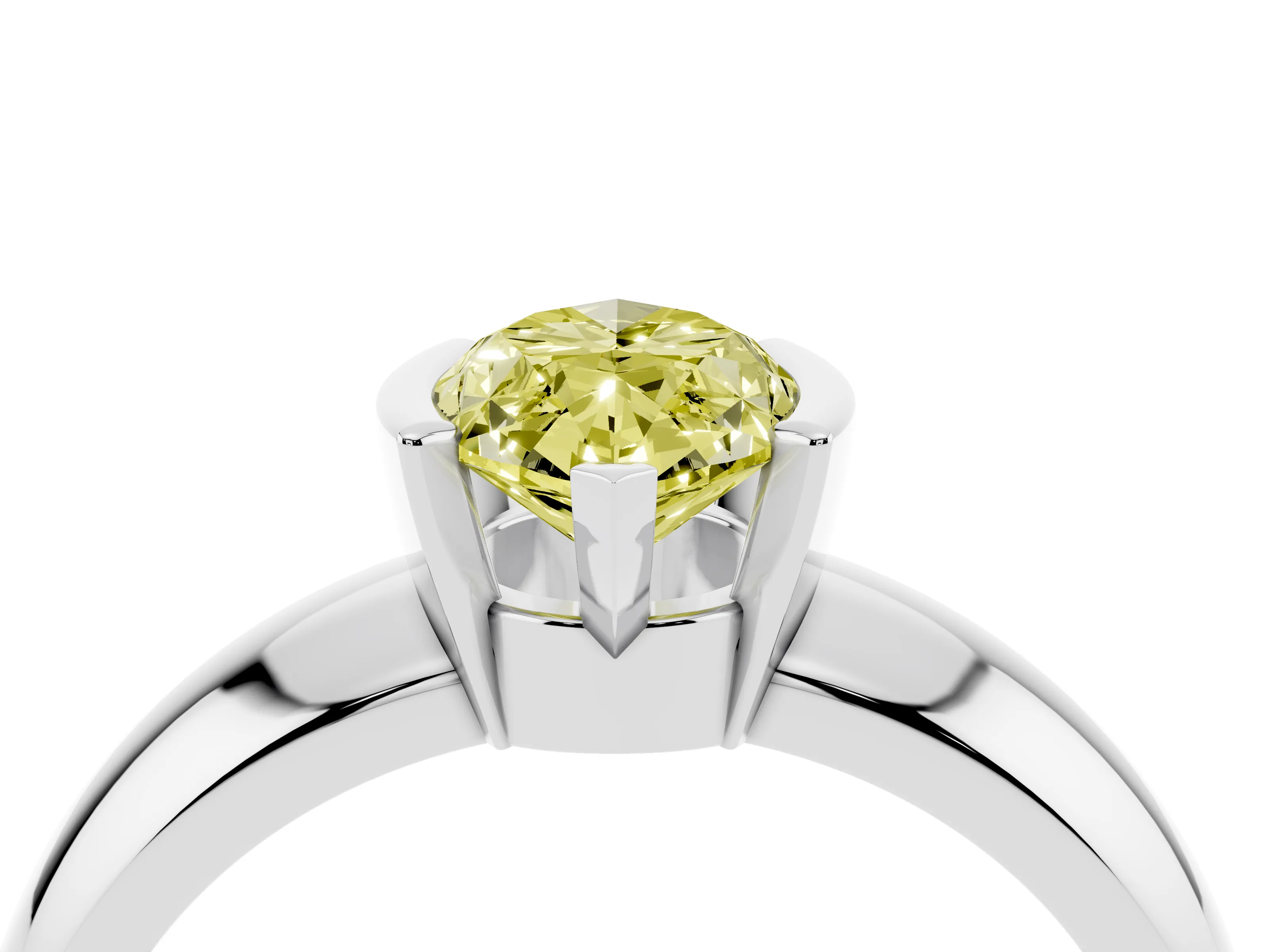 Fancy Yellow Marquise Cut Diamond Solitaire Tension Set Ring Set in Silver with Wide Band