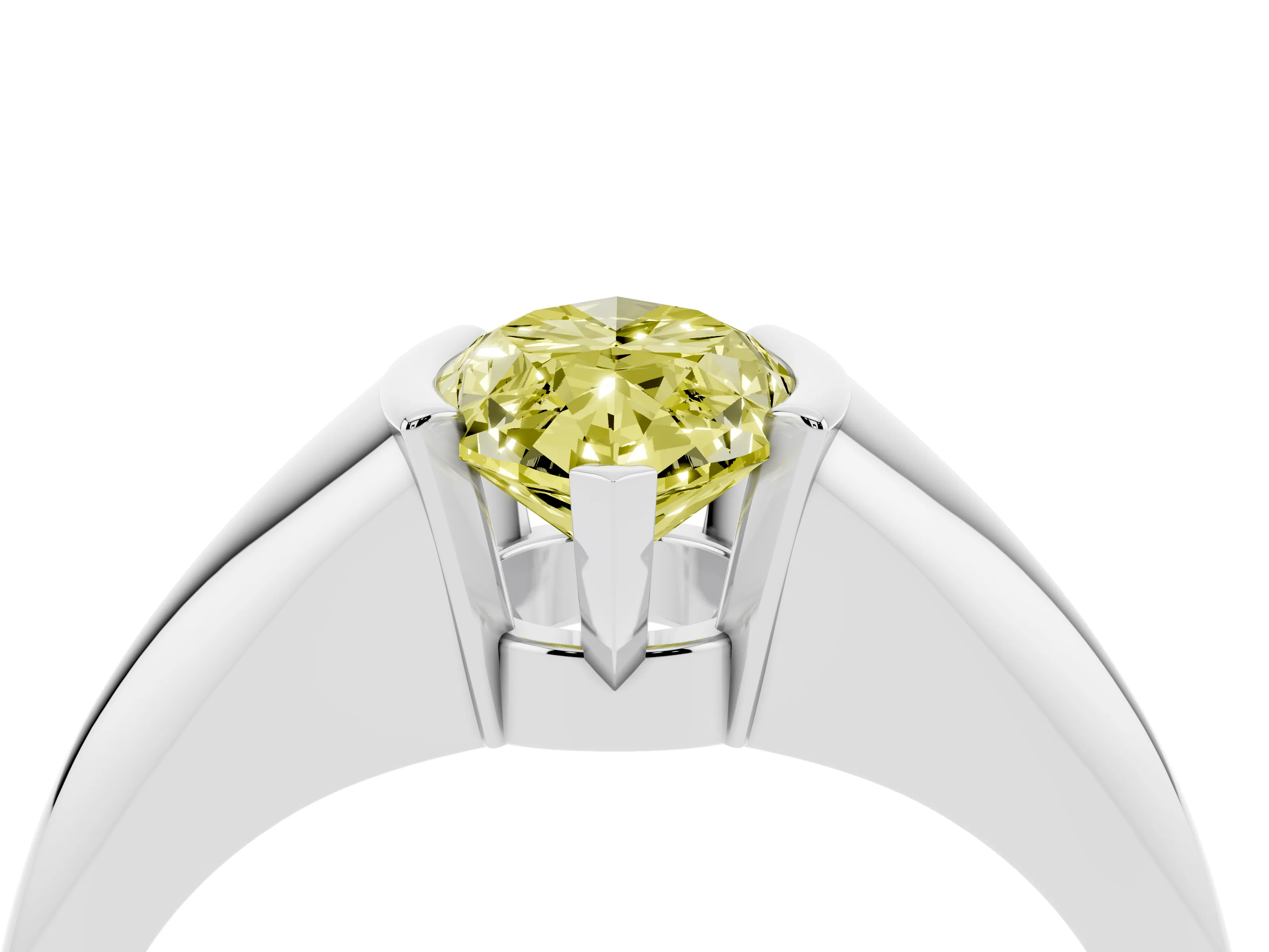 Fancy Yellow Marquise Cut Diamond Solitaire Tension Set Ring Set in Silver