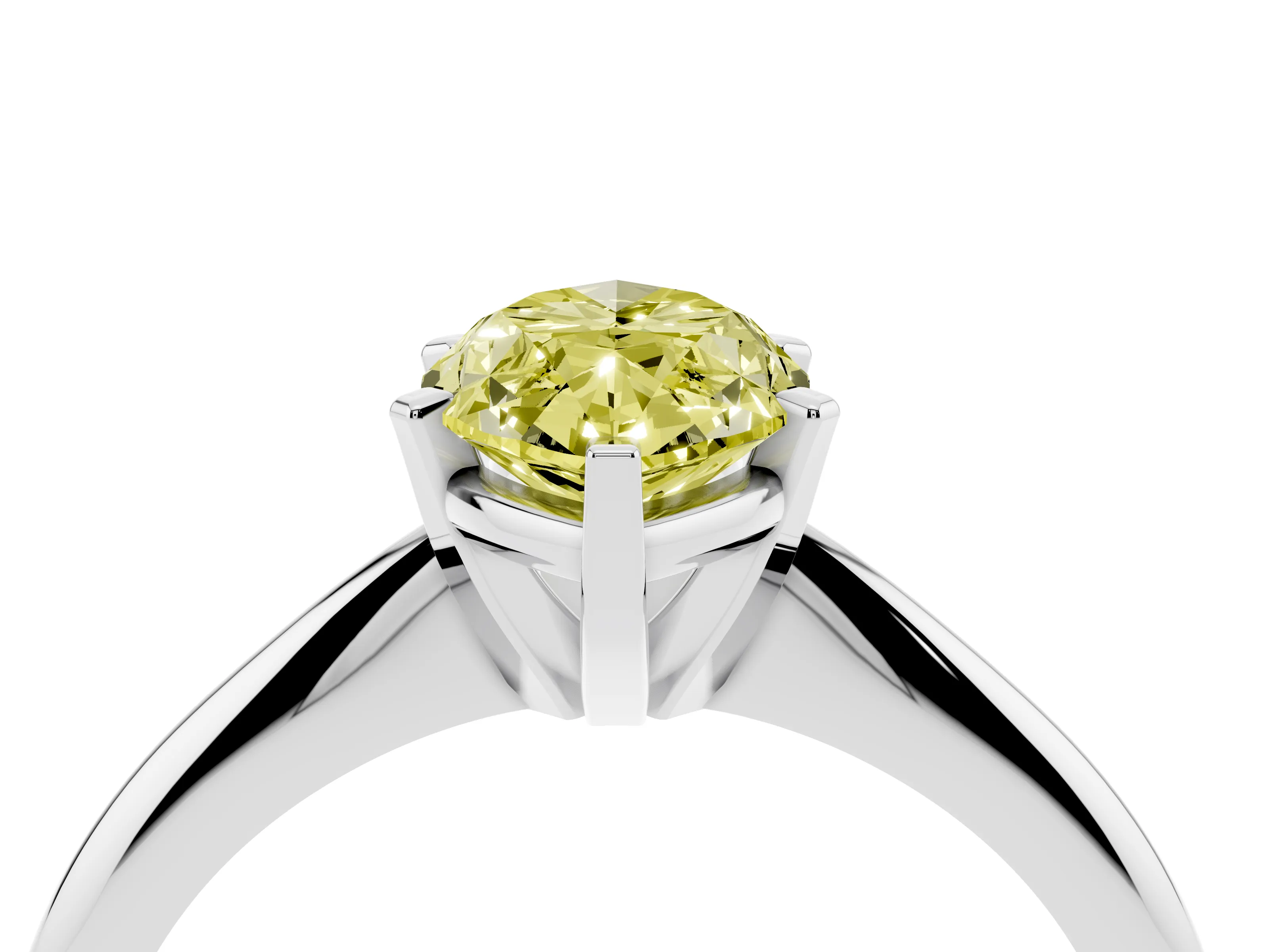 Fancy Yellow Marquise Cut Diamond Solitaire Ring Set in Platinum with Prong Setting on a Plain Round Band