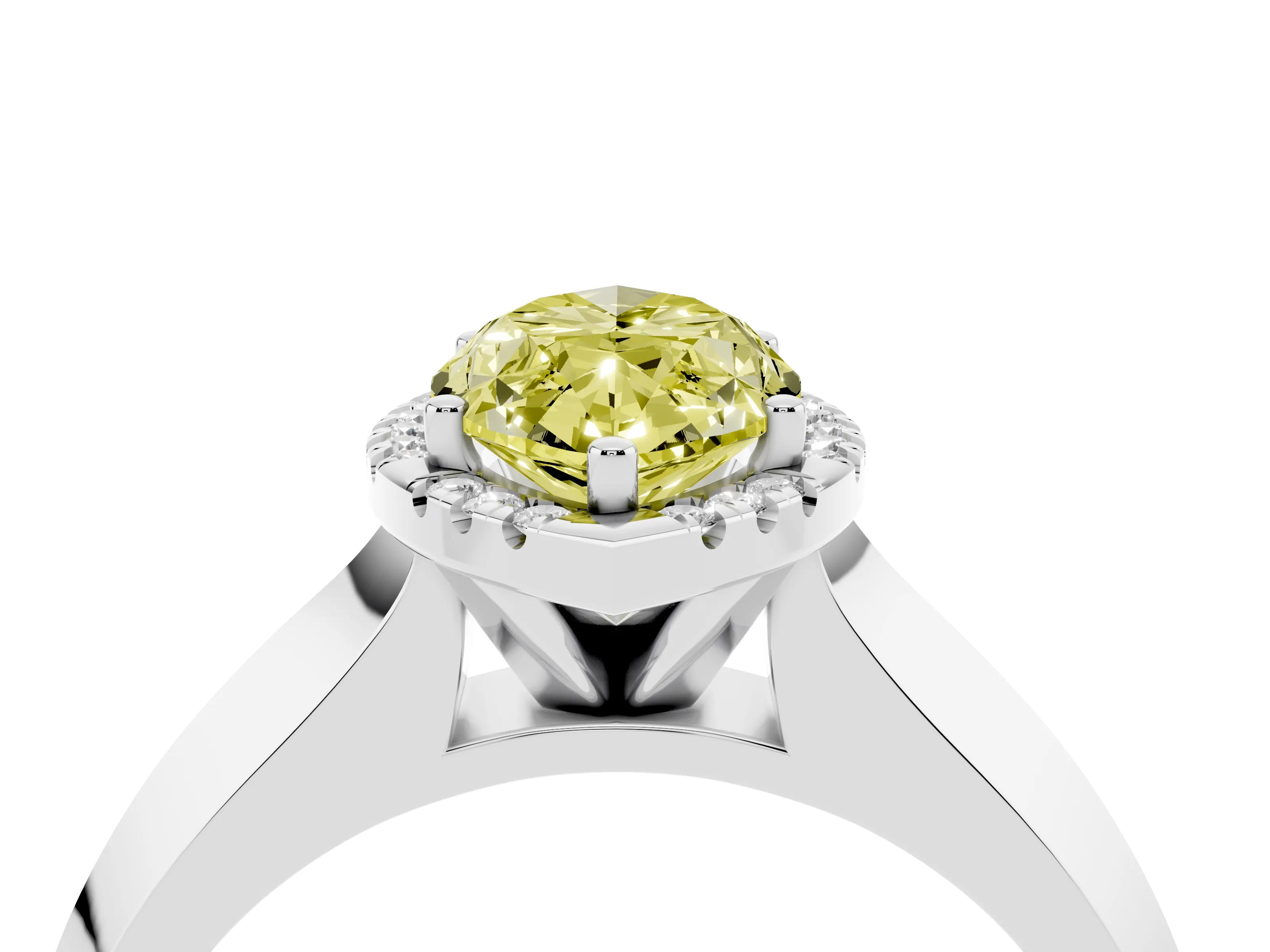 Fancy Yellow Marquise Cut Diamond Halo Ring Set in Platinum with Cathedral Band and Prong Setting