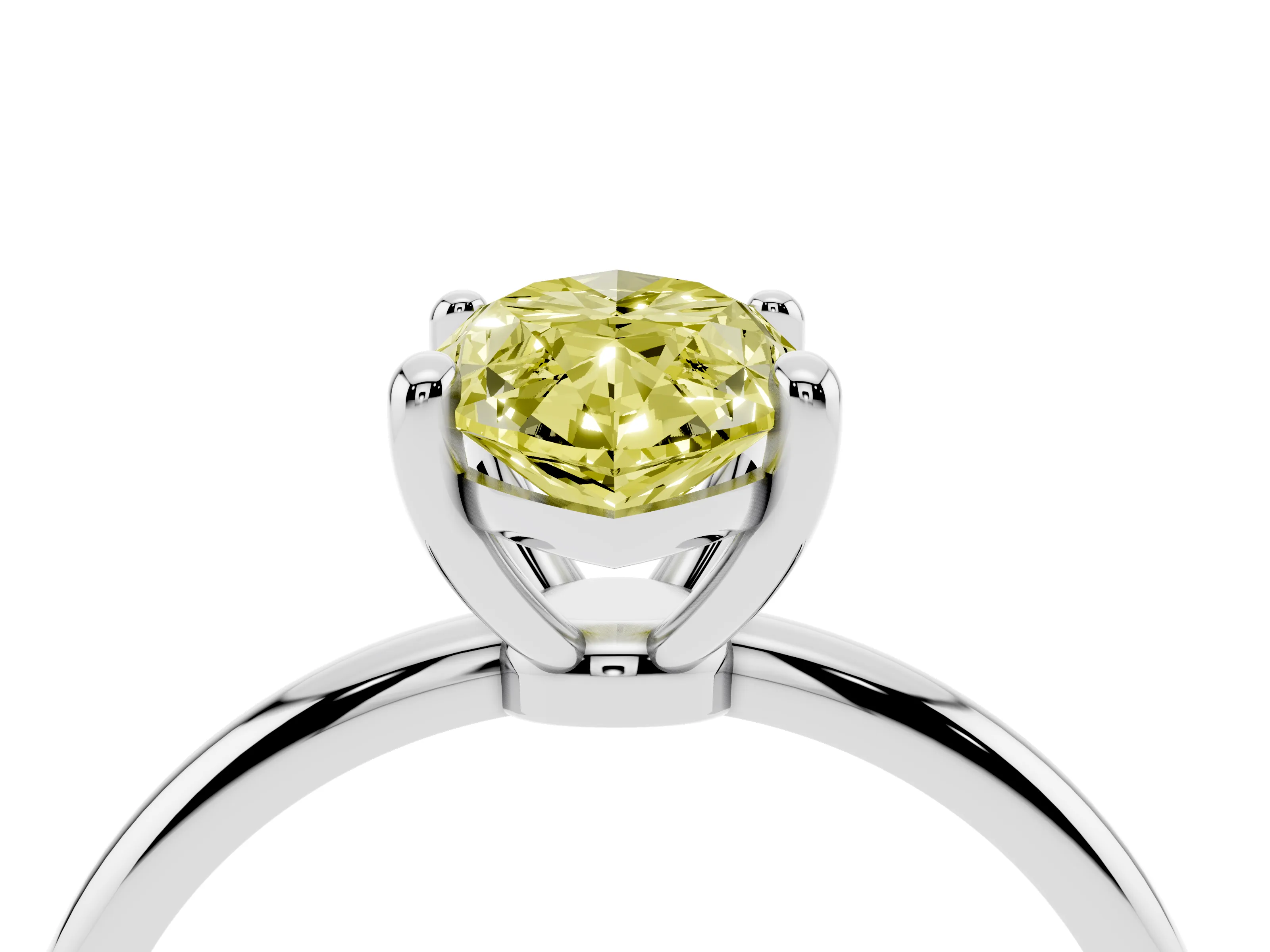 Fancy Yellow Marquise Cut Diamond Solitaire Ring Set in Silver with Secure Prong Setting on a Classic Band