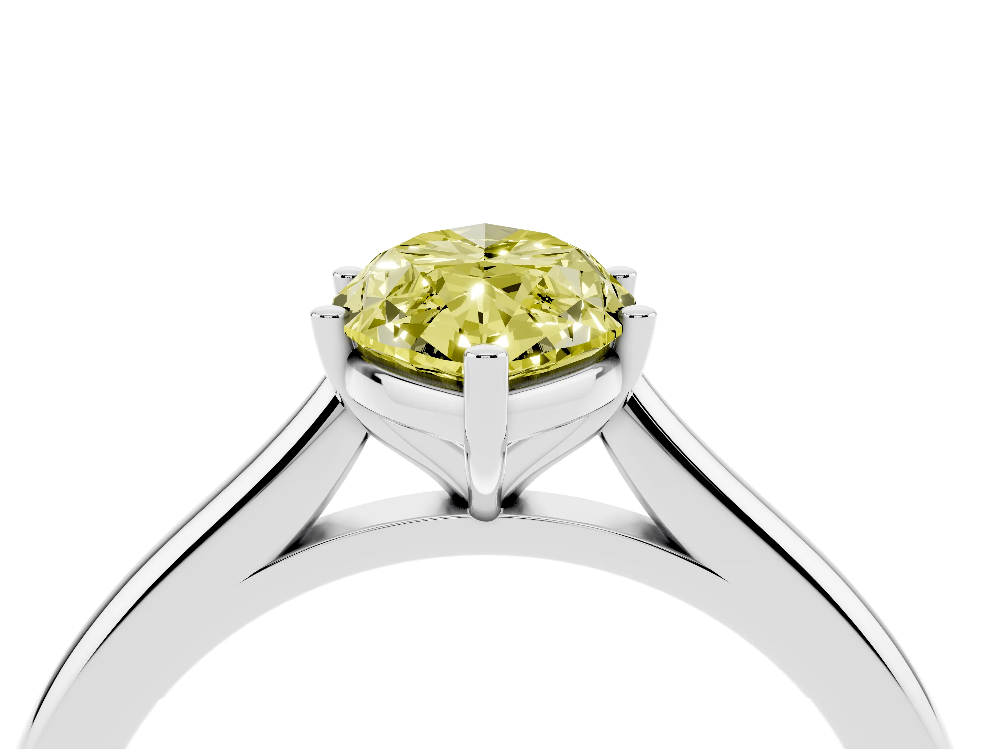 Fancy Yellow Marquise Cut Diamond Solitaire Ring Set in Platinum with Cathedral Band and Prong Setting