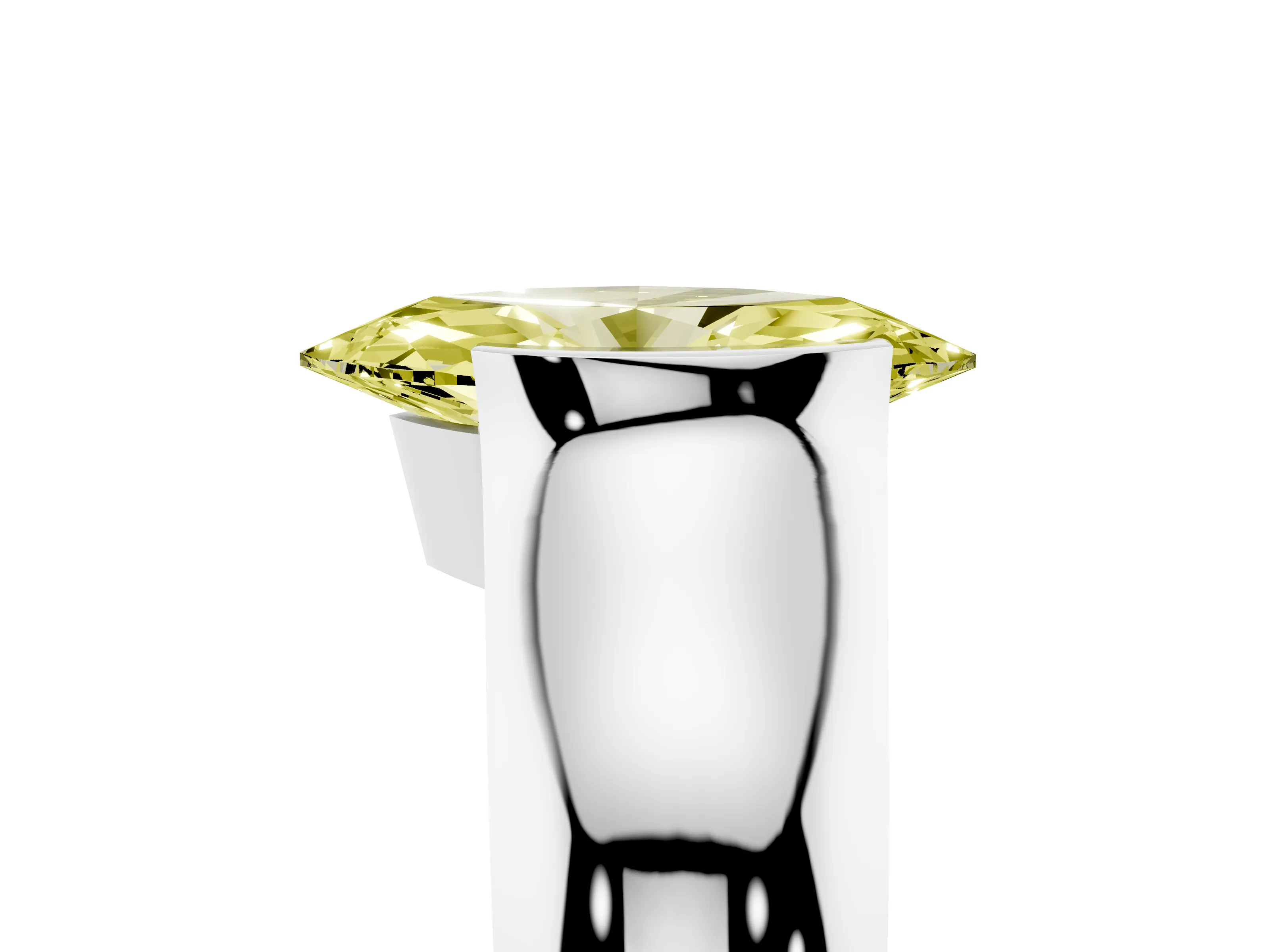 Fancy Yellow Marquise Cut Diamond Bezel Solitaire Ring Set in White gold with Wide Band
