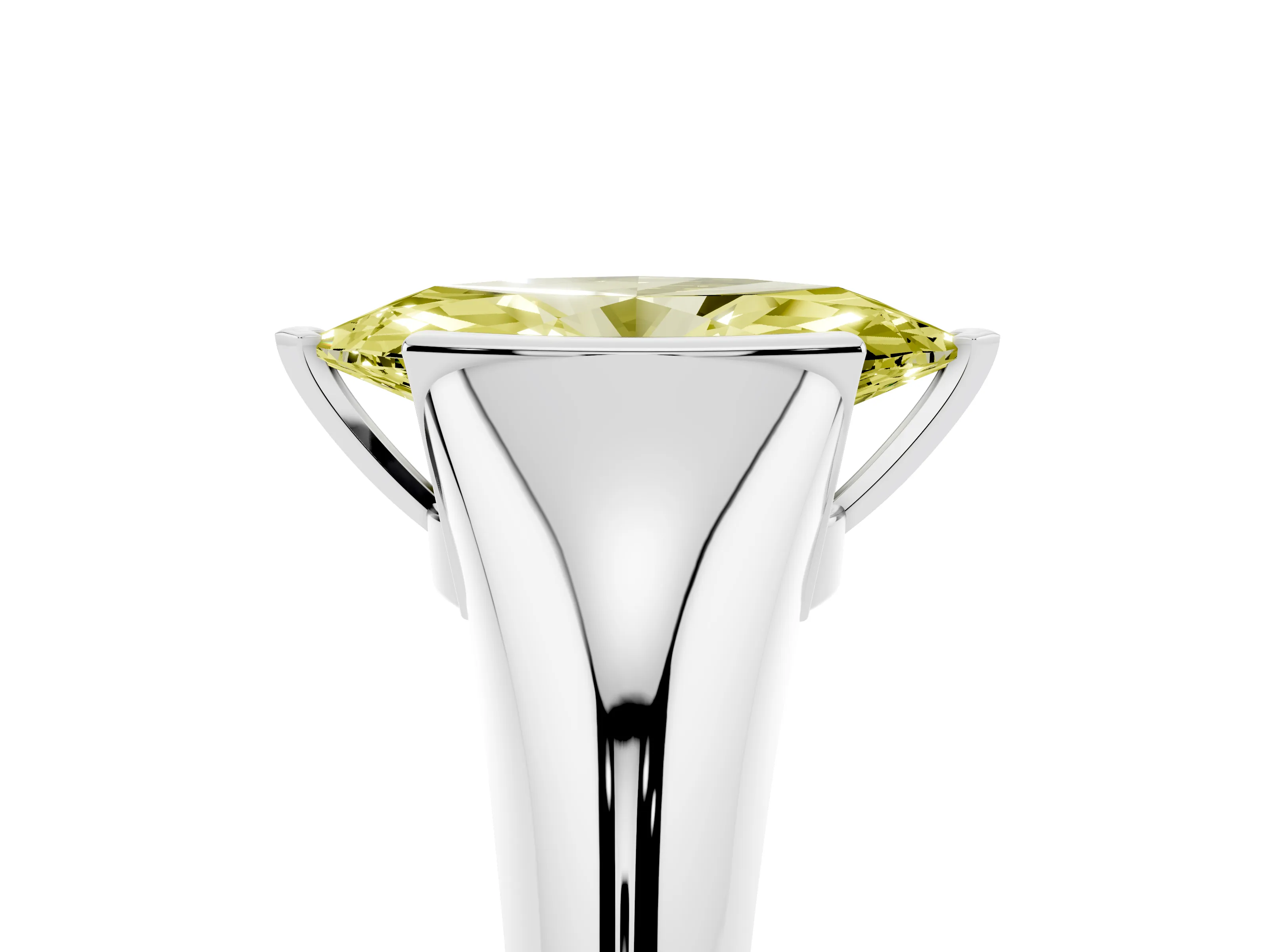 Fancy Yellow Marquise Cut Diamond Solitaire Tension Set Ring Set in Silver