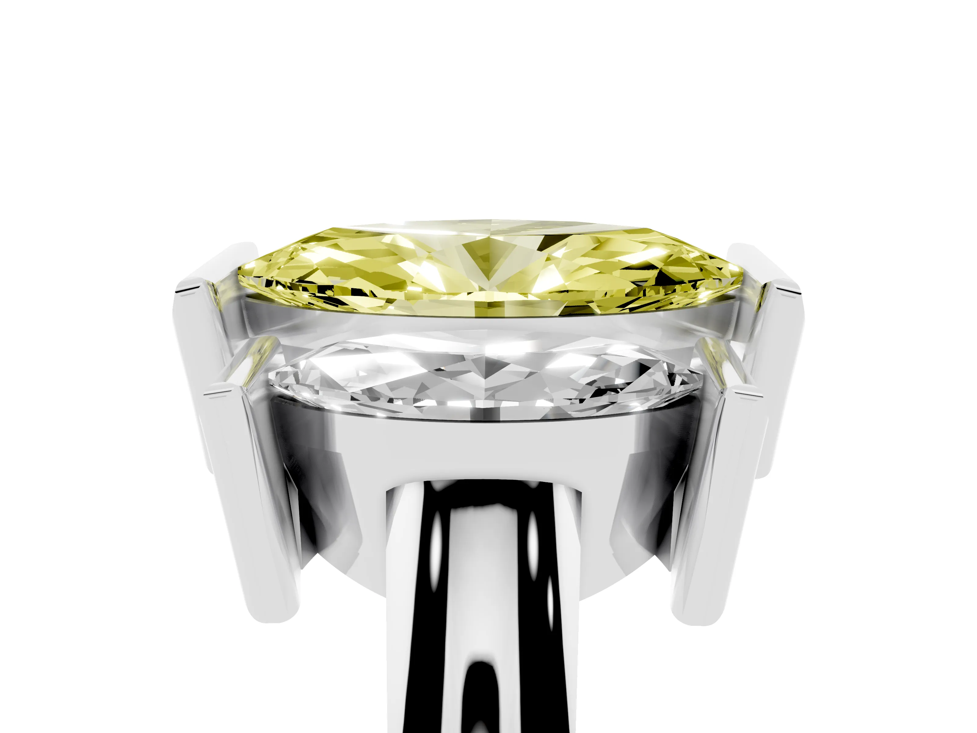 Fancy Yellow Marquise Cut Diamond Three-Stone Channel Set Ring Set in Silver with Smooth Polished Band
