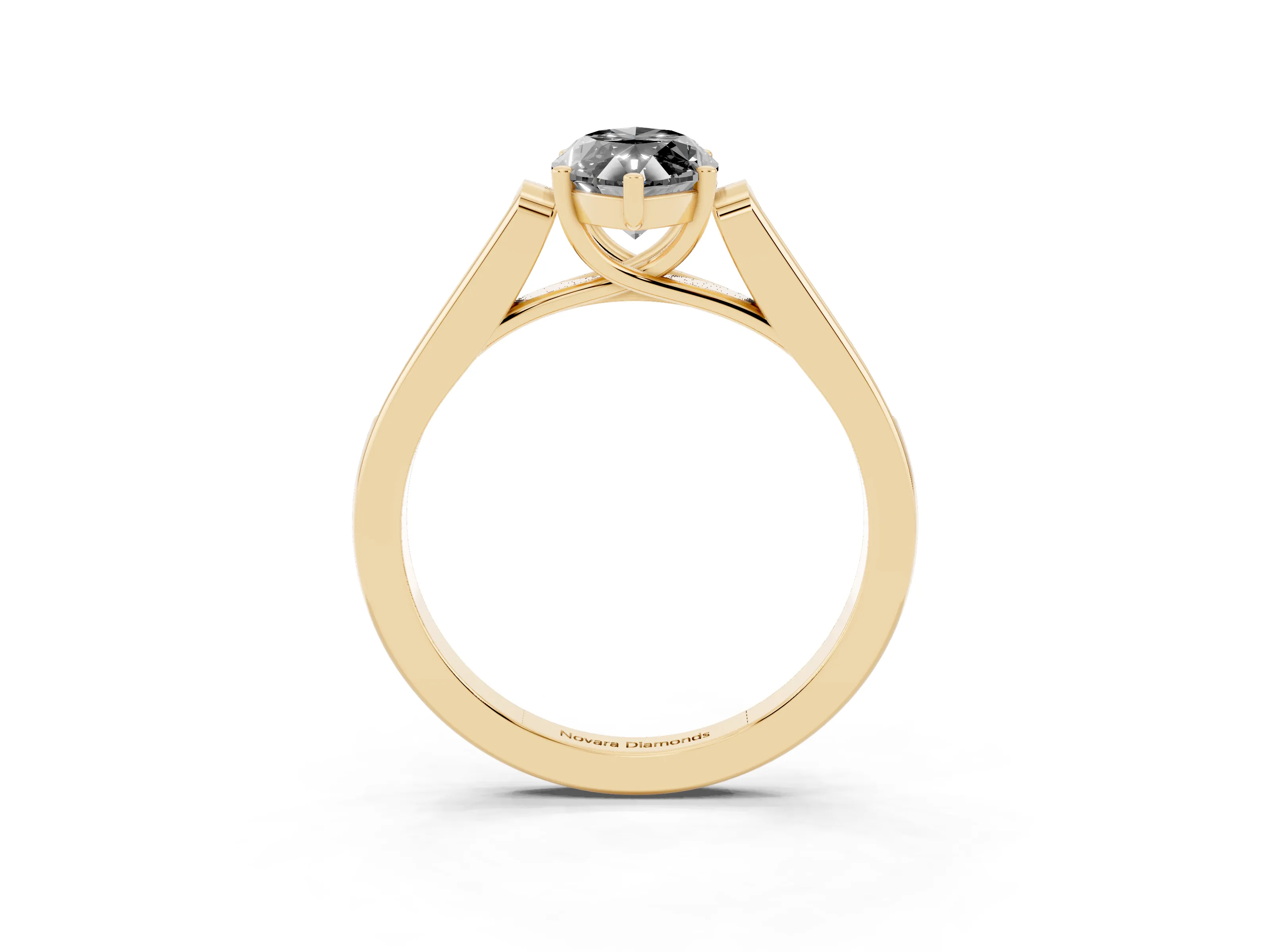 Fancy Black Marquise Cut Diamond Solitaire Cathedral Engagement Ring Set in Yellow gold with Channel-Set Band and Prong Setting
